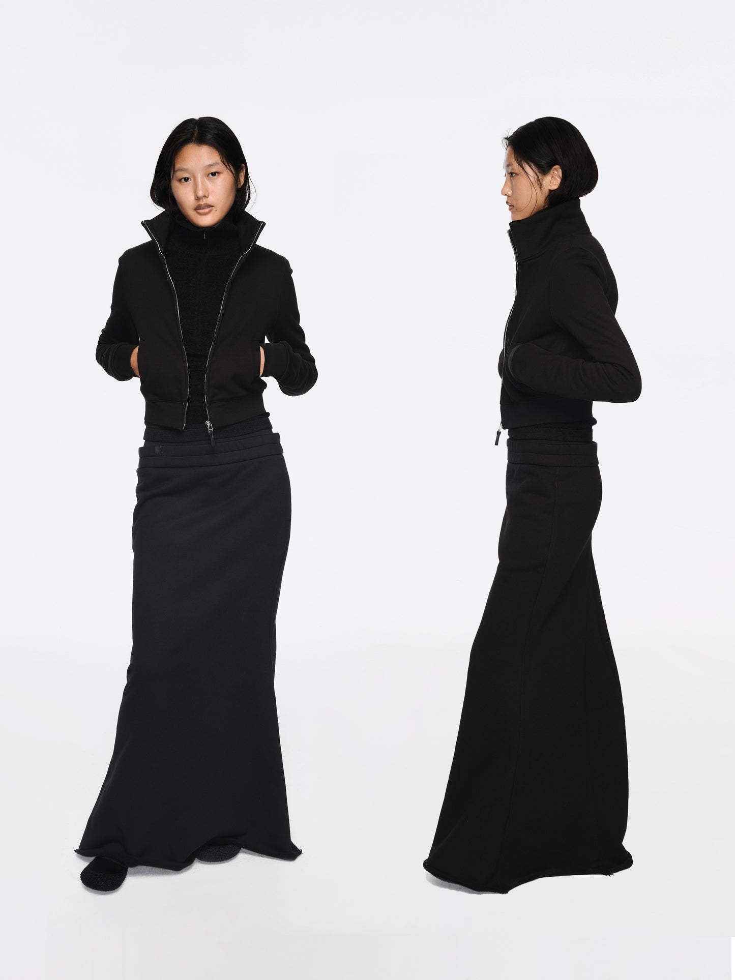 The Double-waist Fleece Fishtail Midi Skirt