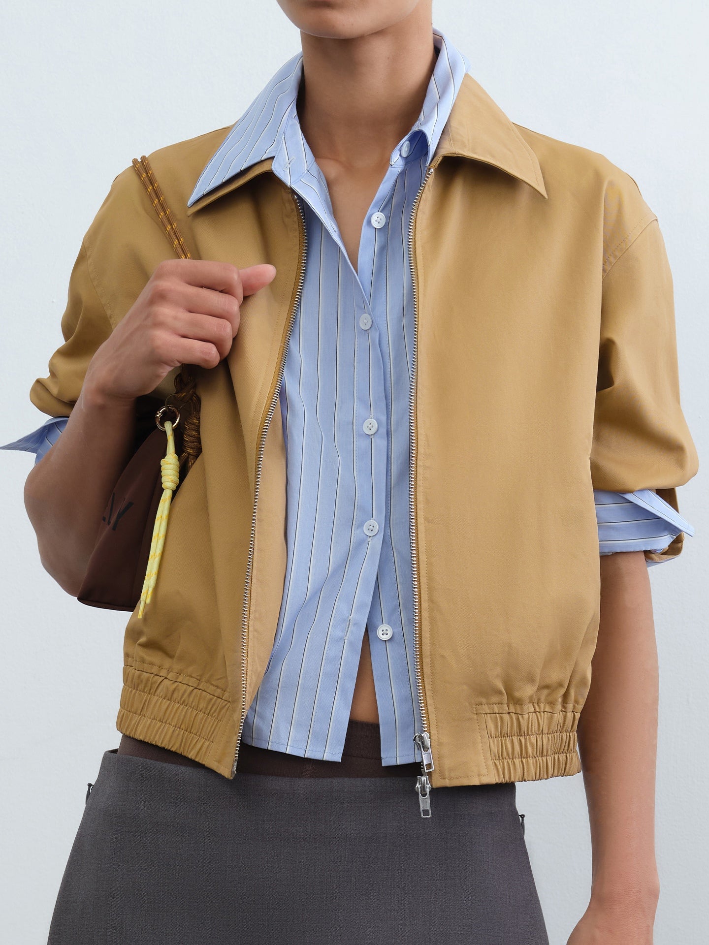 Colorblock Layered Stripe Cropped Jacket