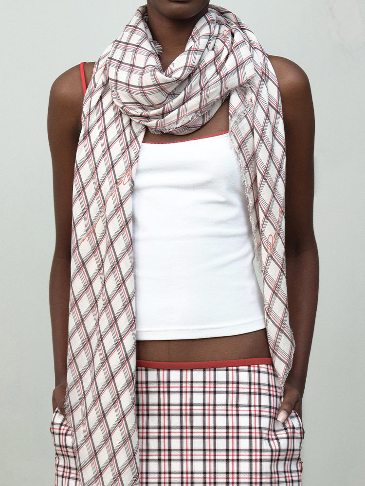 Mesh Lightweight Plaid Scarf
