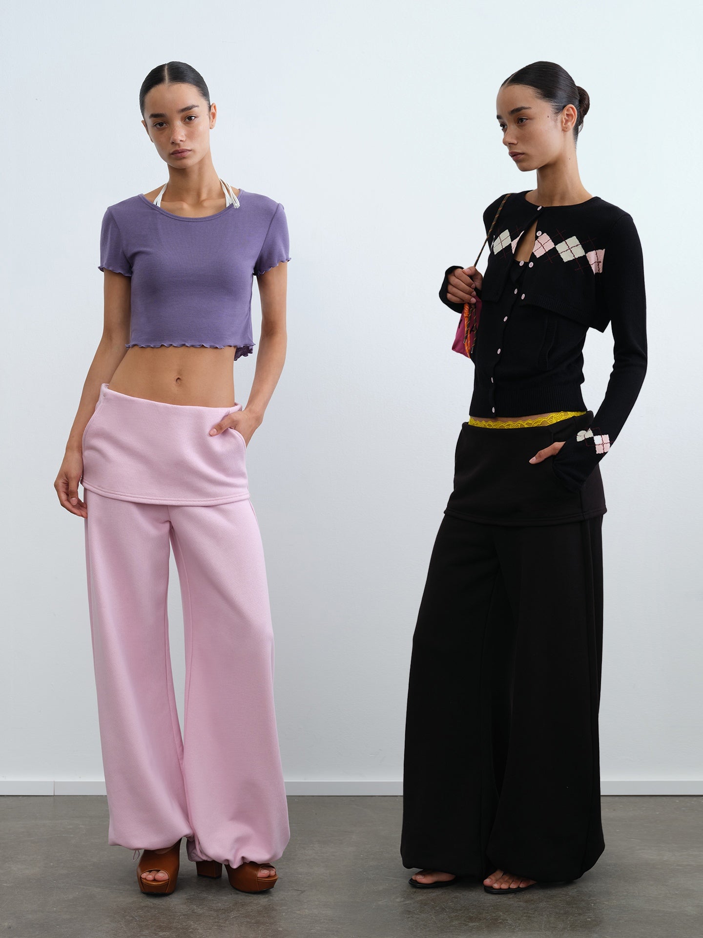 "Kangaroo" Wide-Leg Skirt-Layered Sweatpants