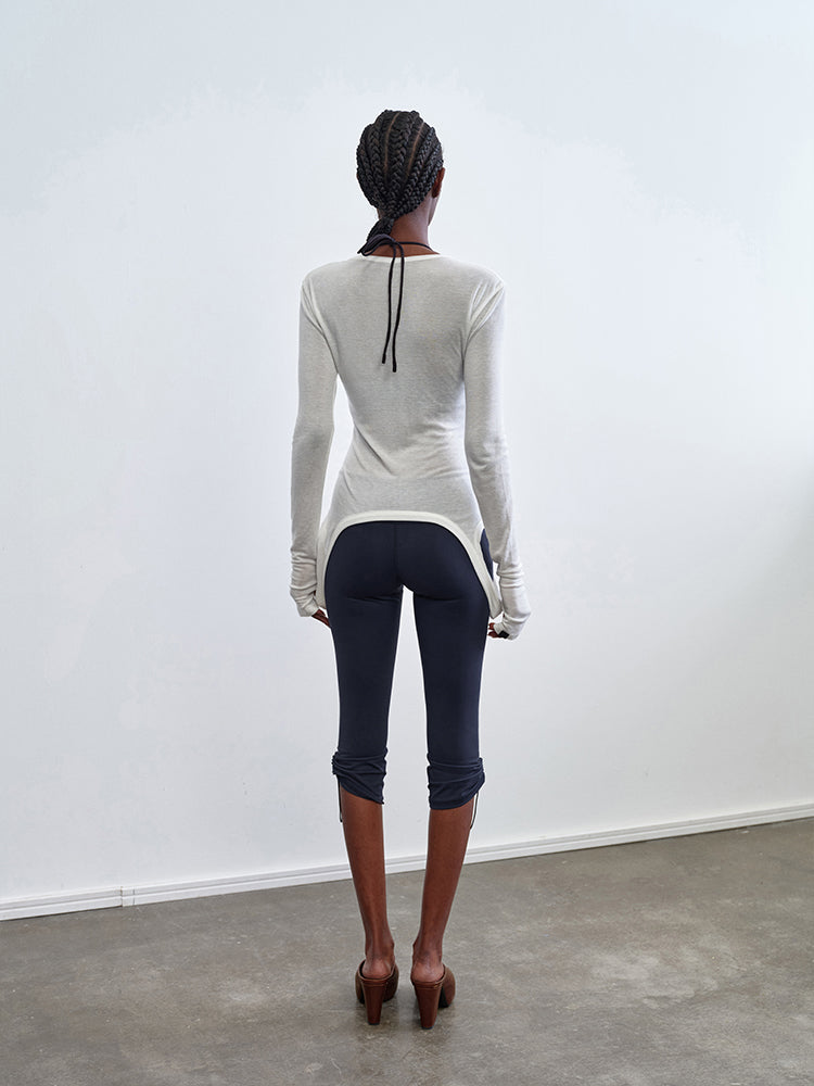 Cut-out Crew Neck Fitted Top