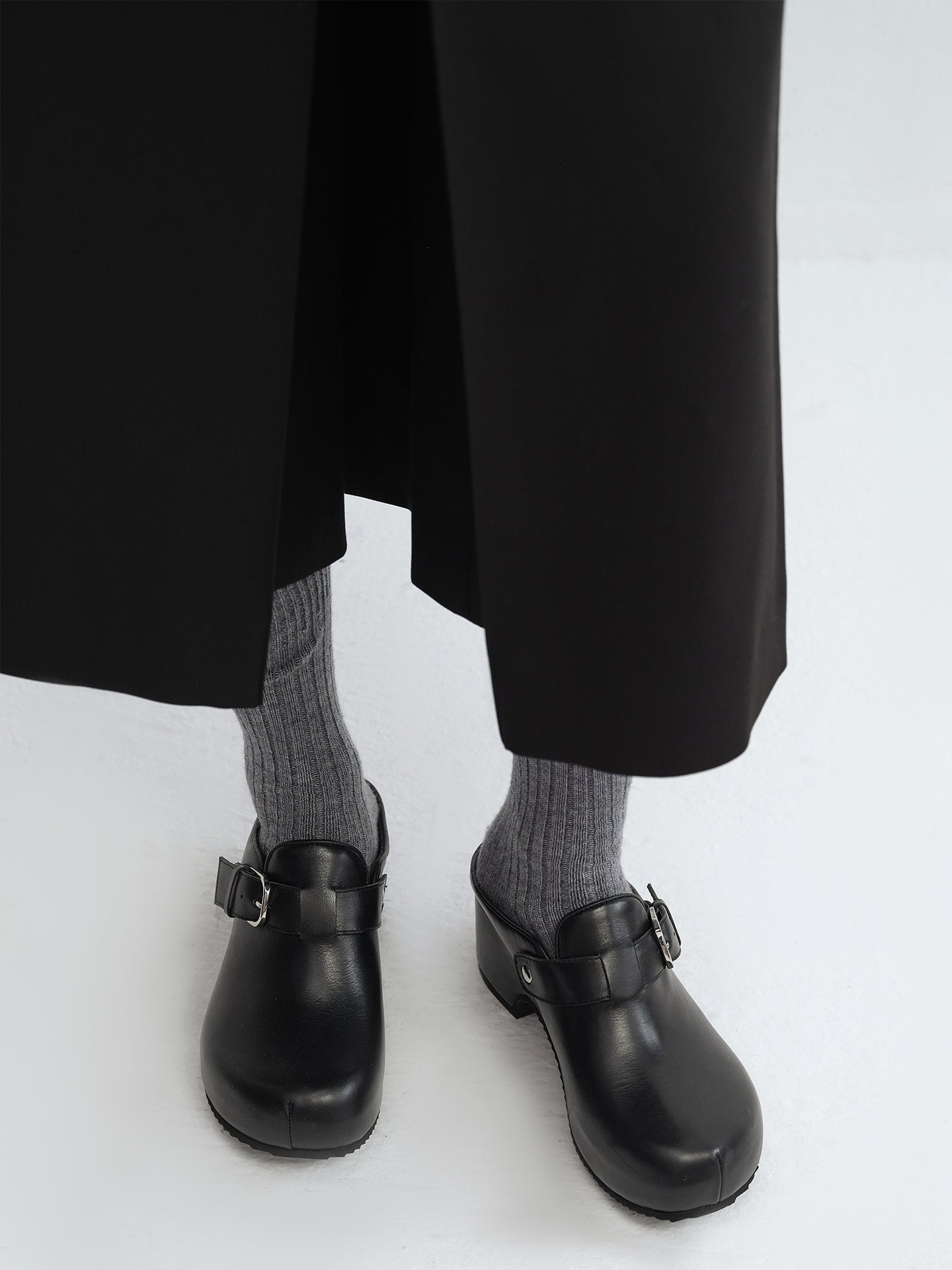 IZZY Leather Buckle Platform Clogs