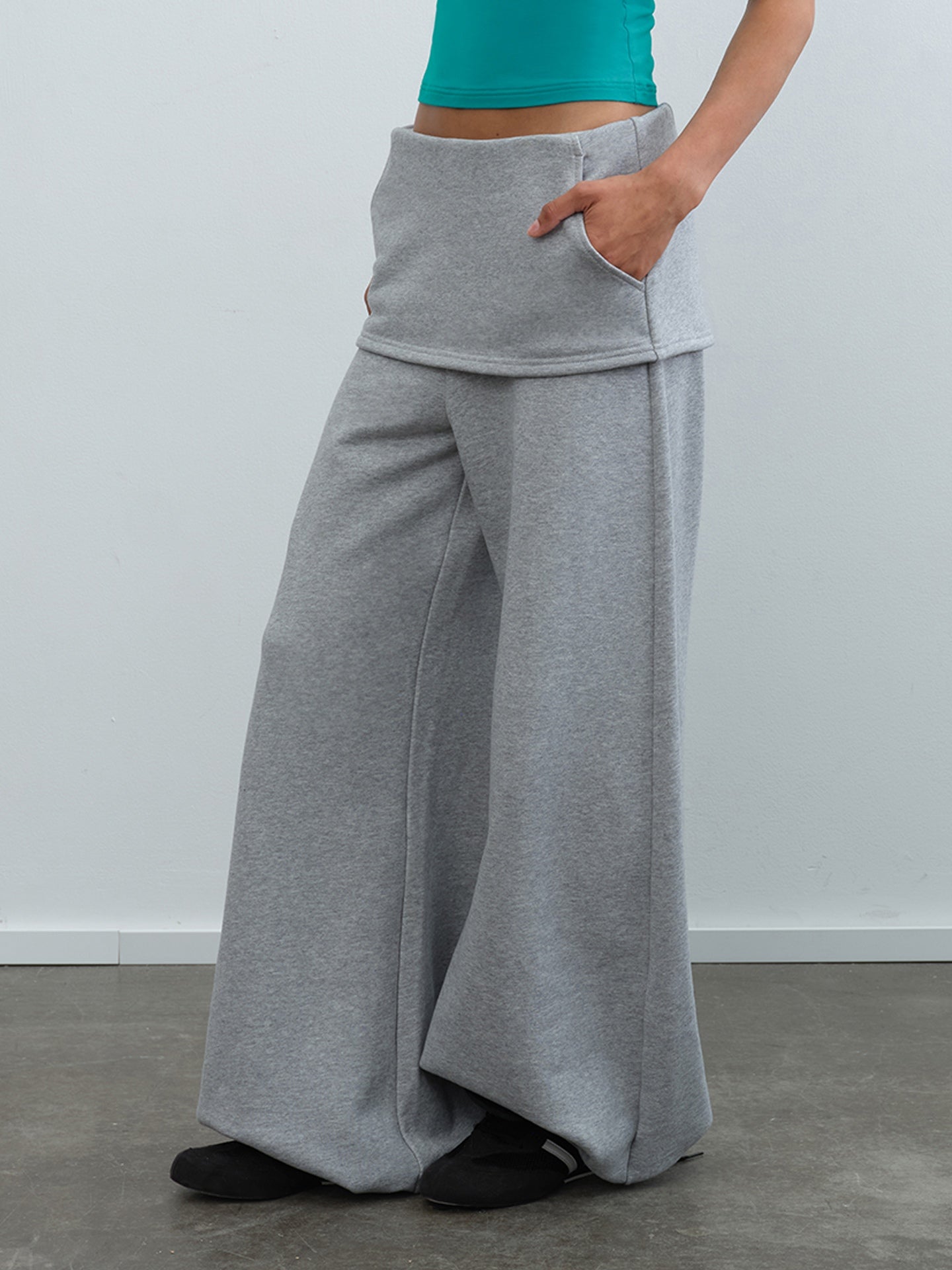 "Kangaroo" Wide-Leg Skirt-Layered Sweatpants