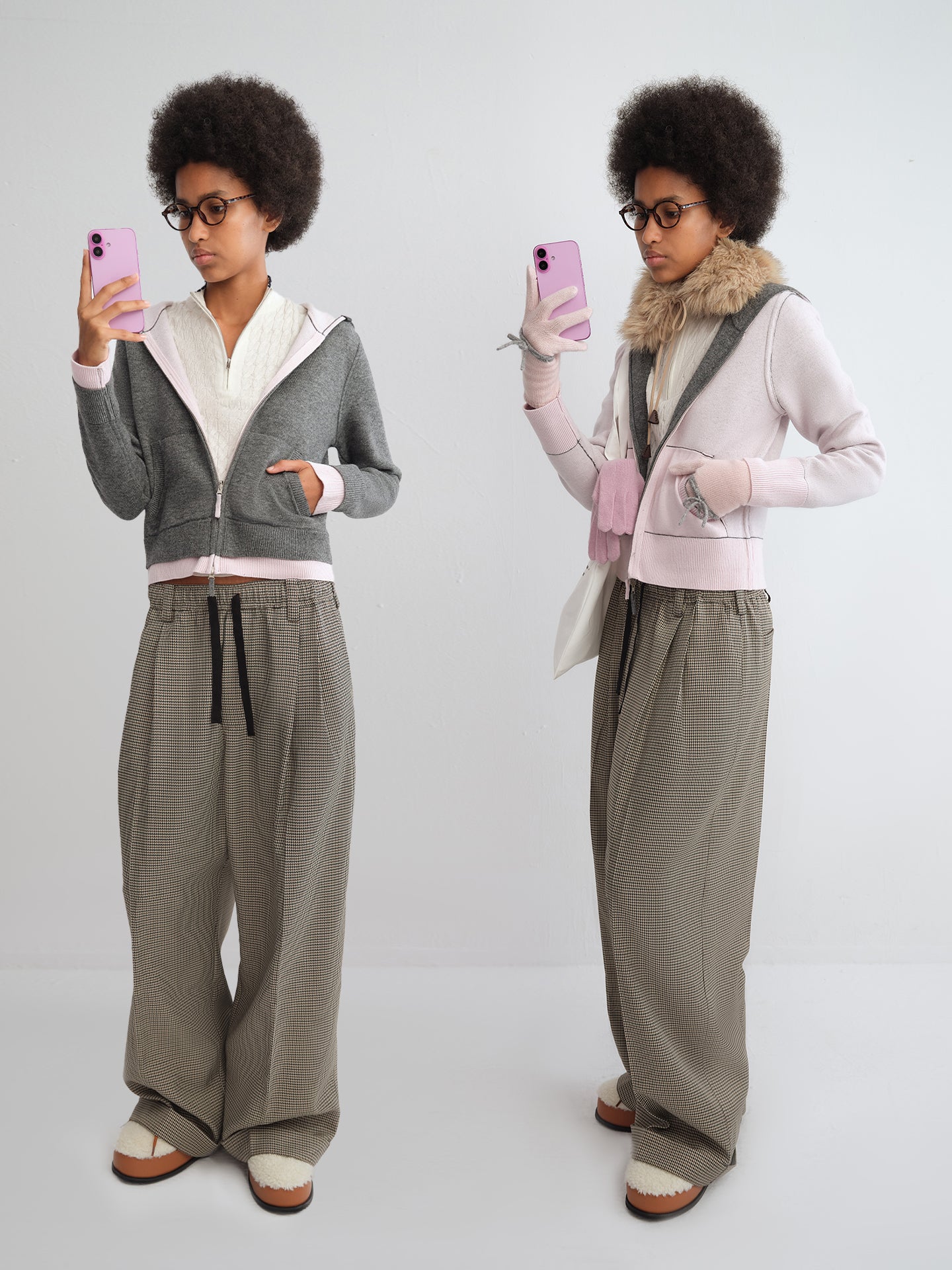 Two-Way Colorblock Hooded Cardigan