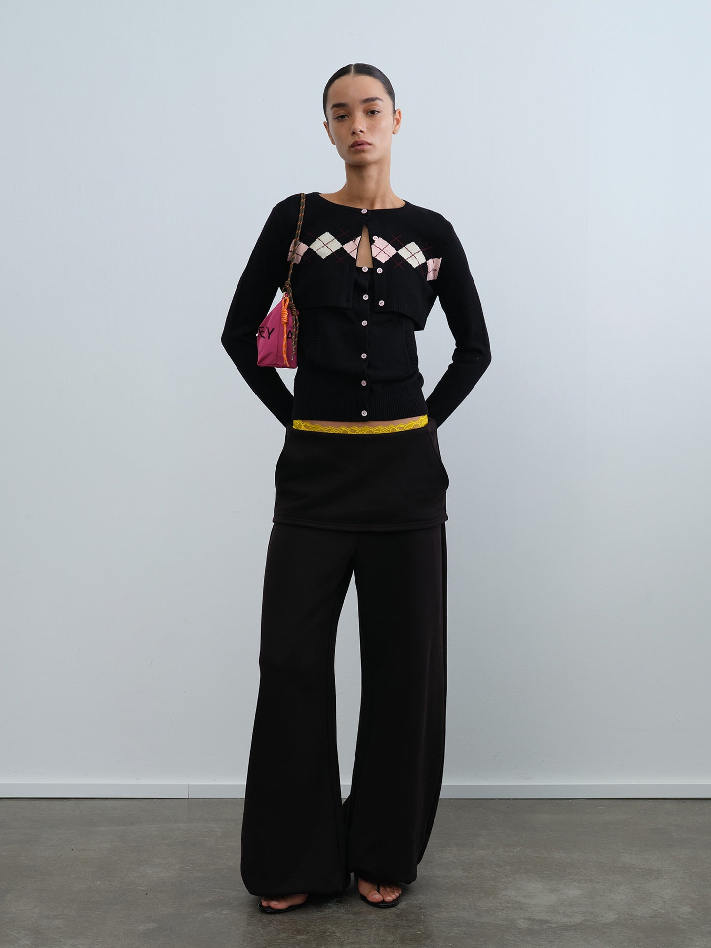 "Kangaroo" Wide-Leg Skirt-Layered Sweatpants