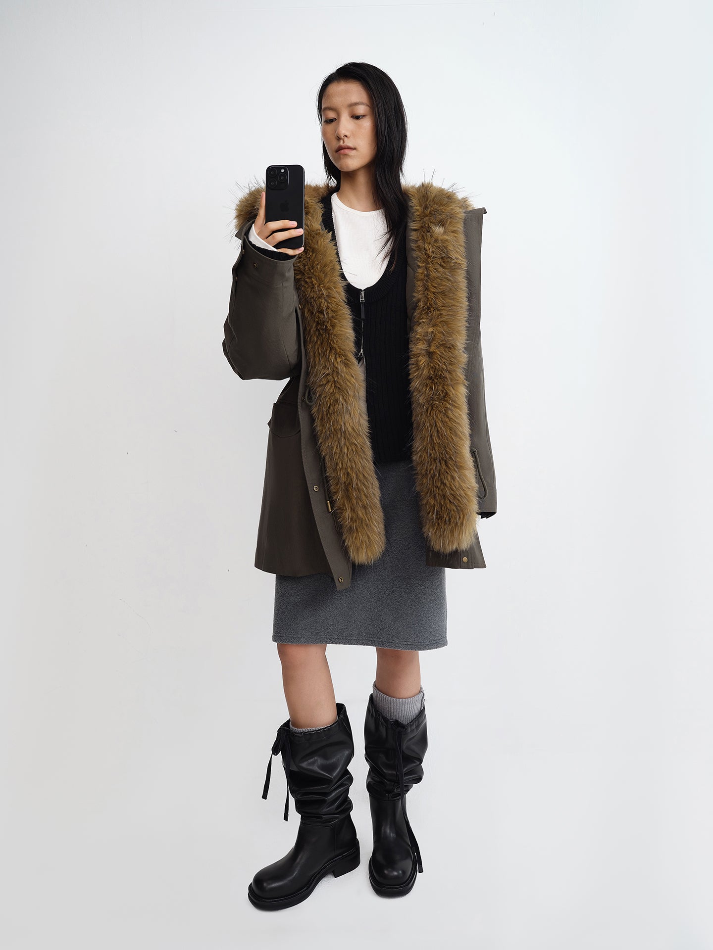 U-Neck Ribbed Wool Cardigan