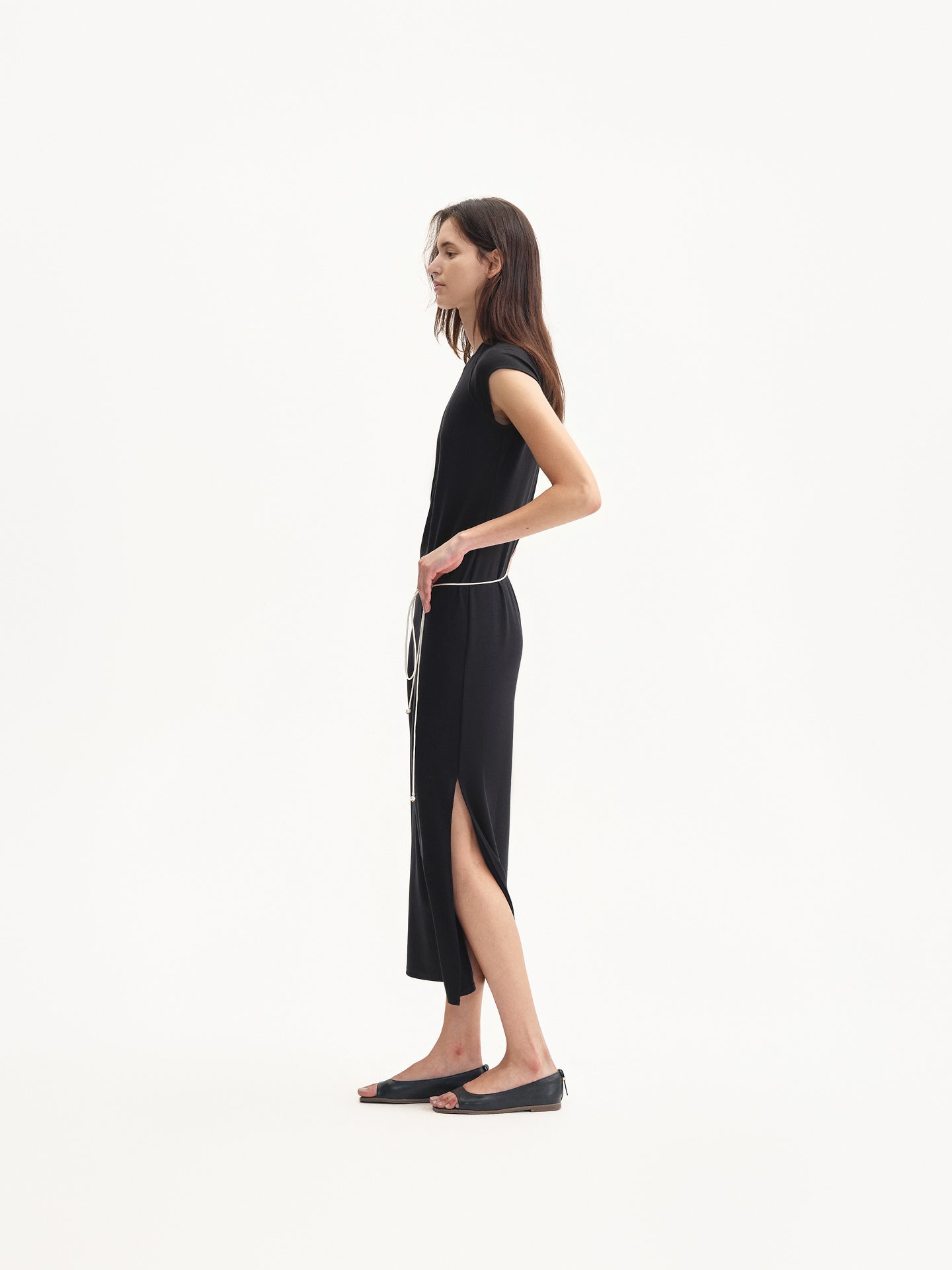 “Slip On” Lyocell Stretch Side-slit Dress