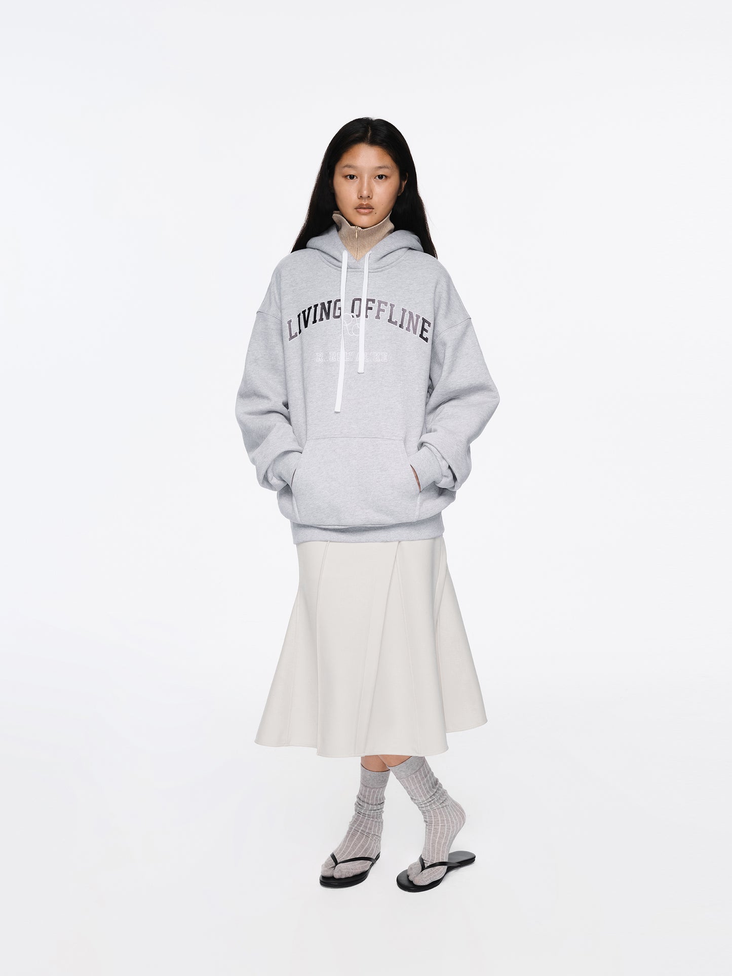 "Living Offline" Embroidered Logo Hoodie