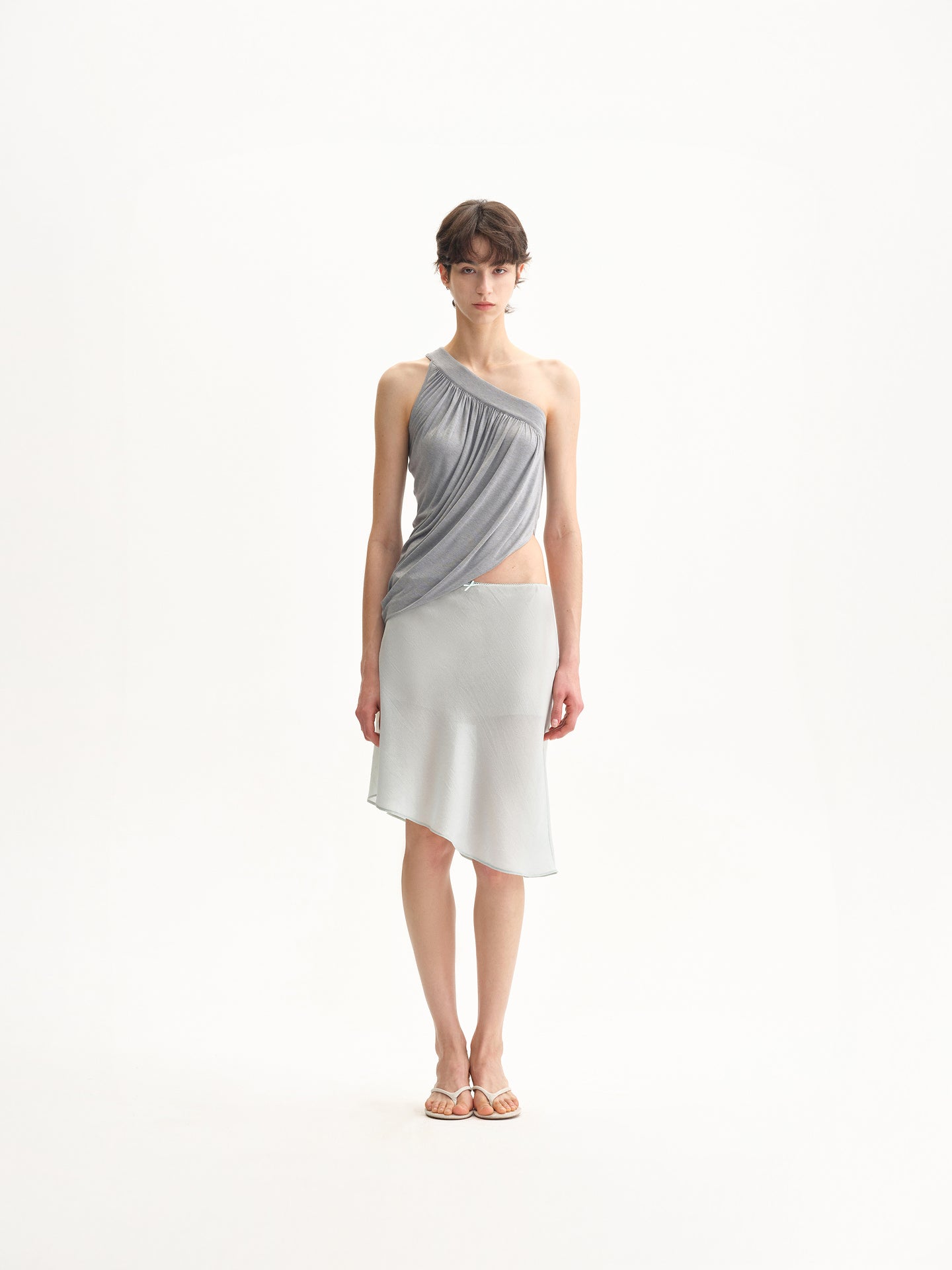 “Haze” Bias-cut Satin Midi Skirt
