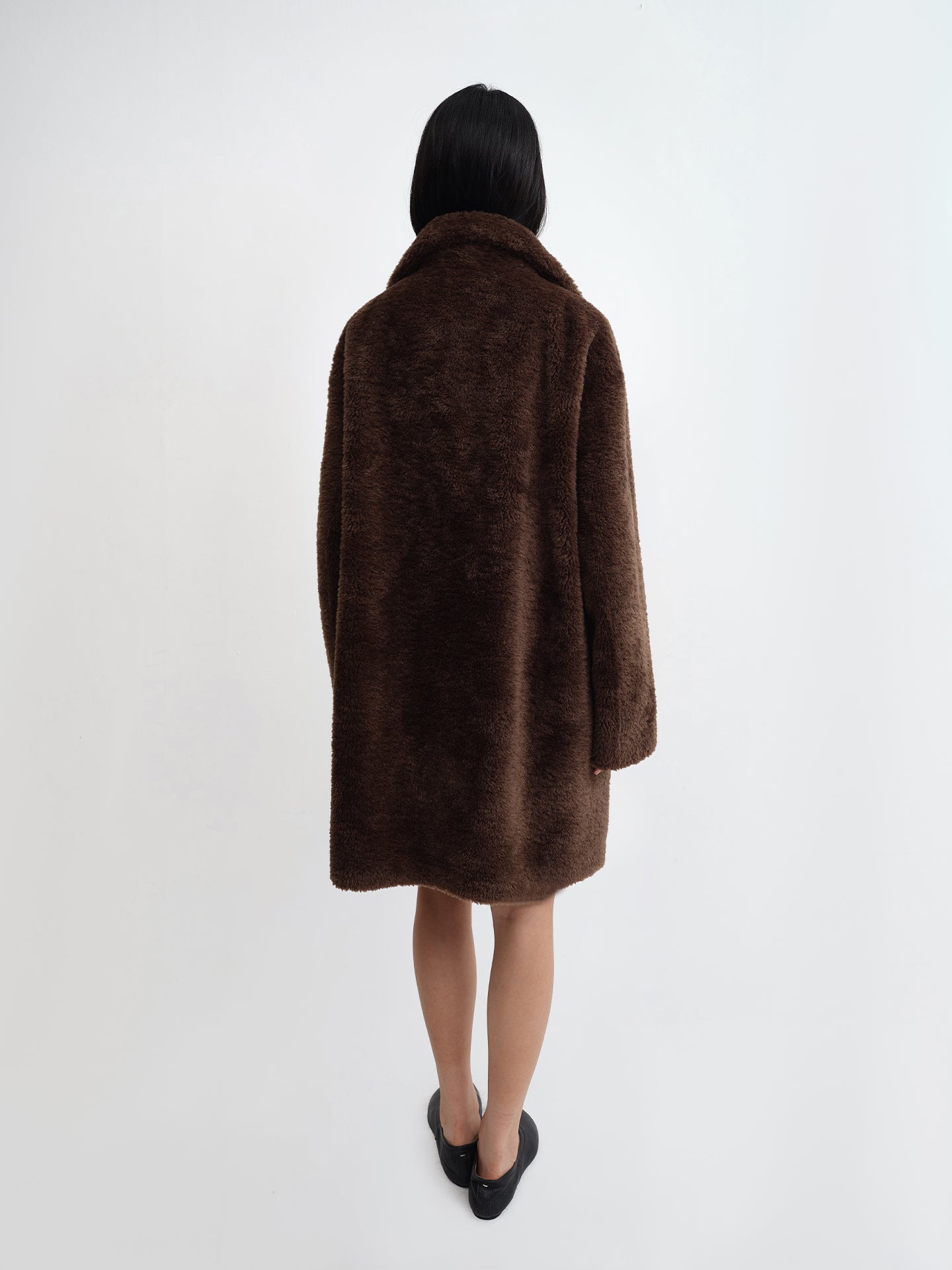 Duffle Foldover Collar Shearling Coat