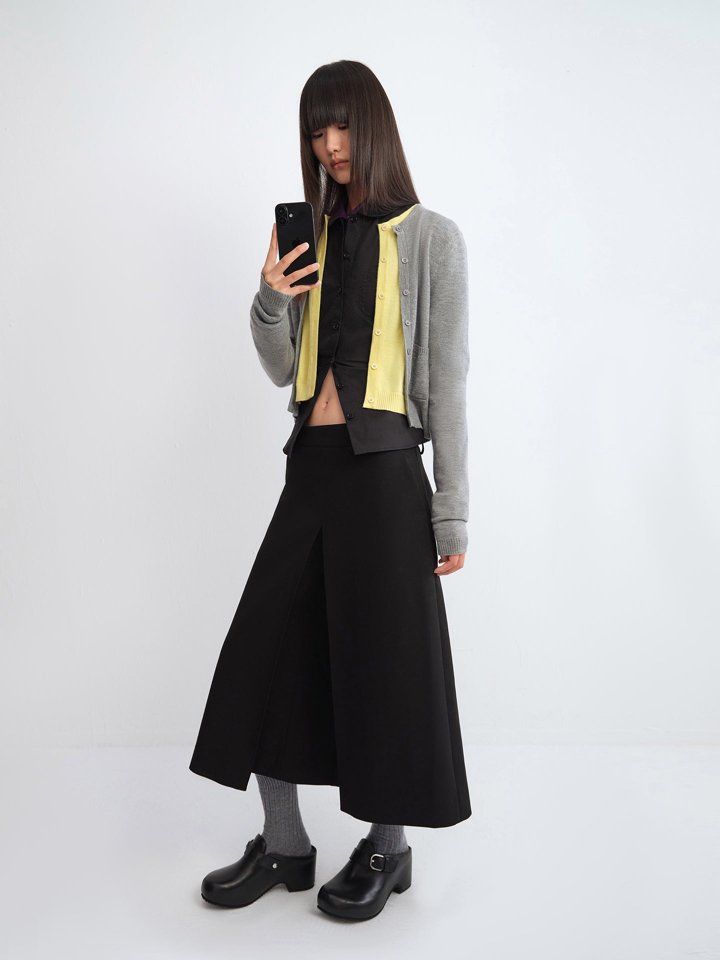 Colorblock Layered Buttoned Cardigan