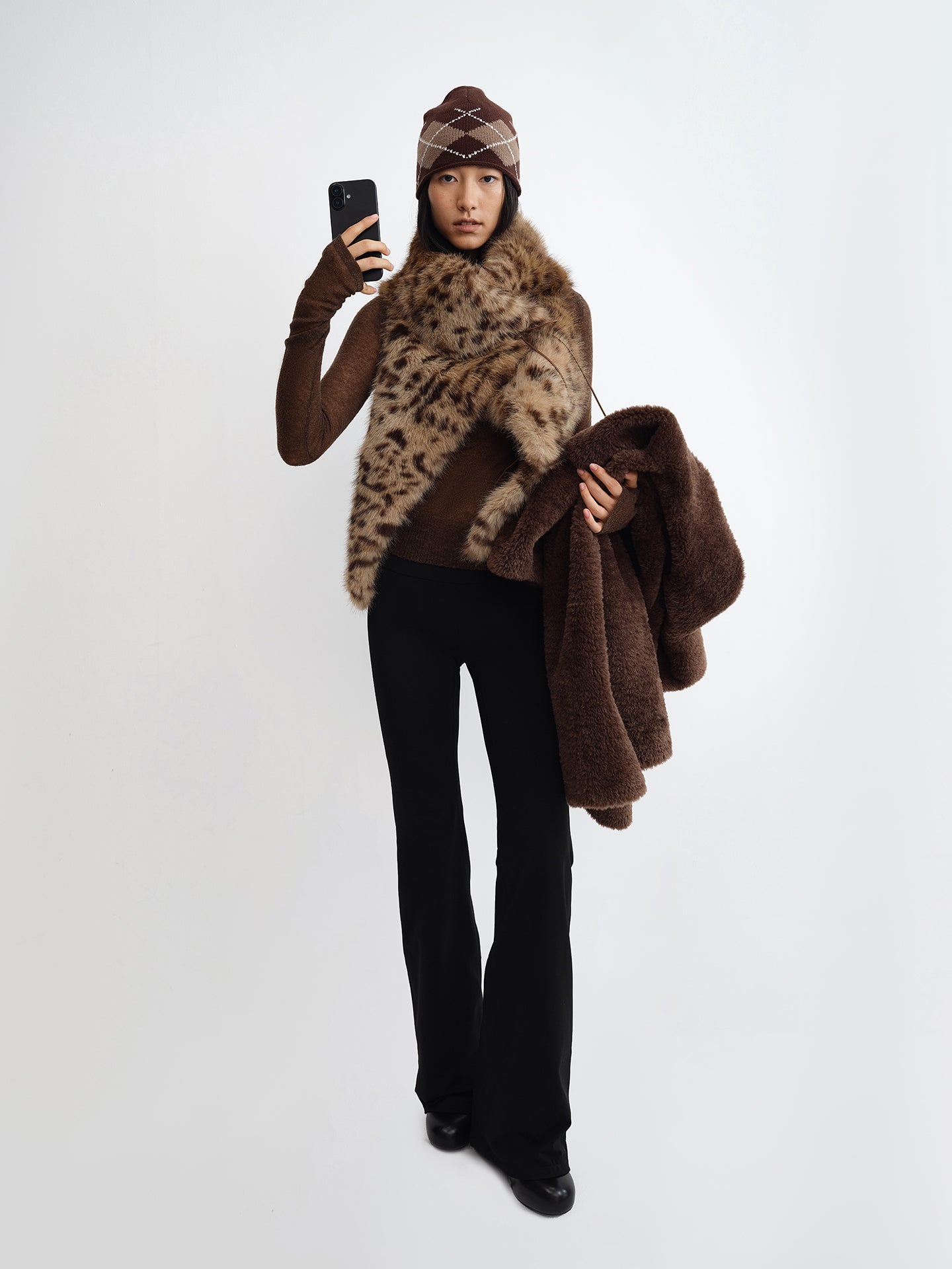 Alpaca Mesh Turtleneck Knit Top