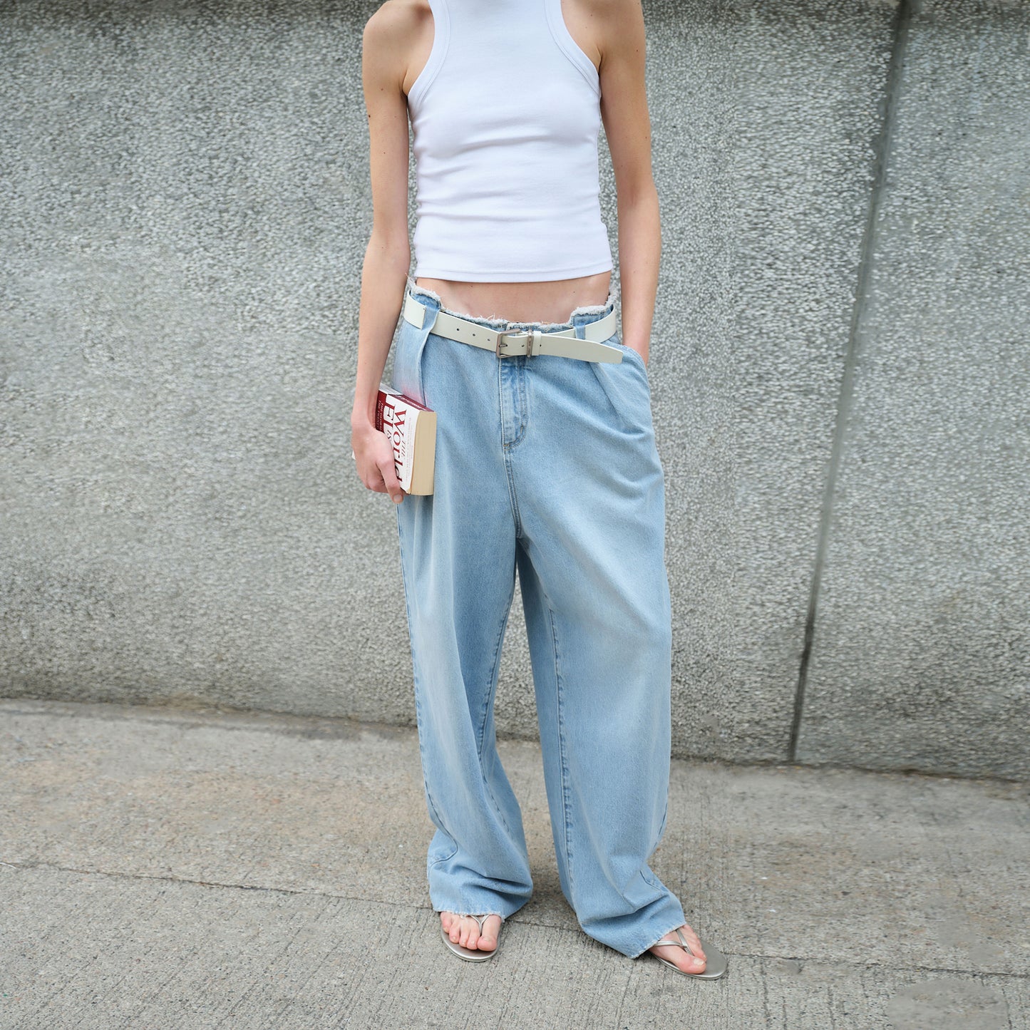 The Folded Waist Straight-leg Jeans