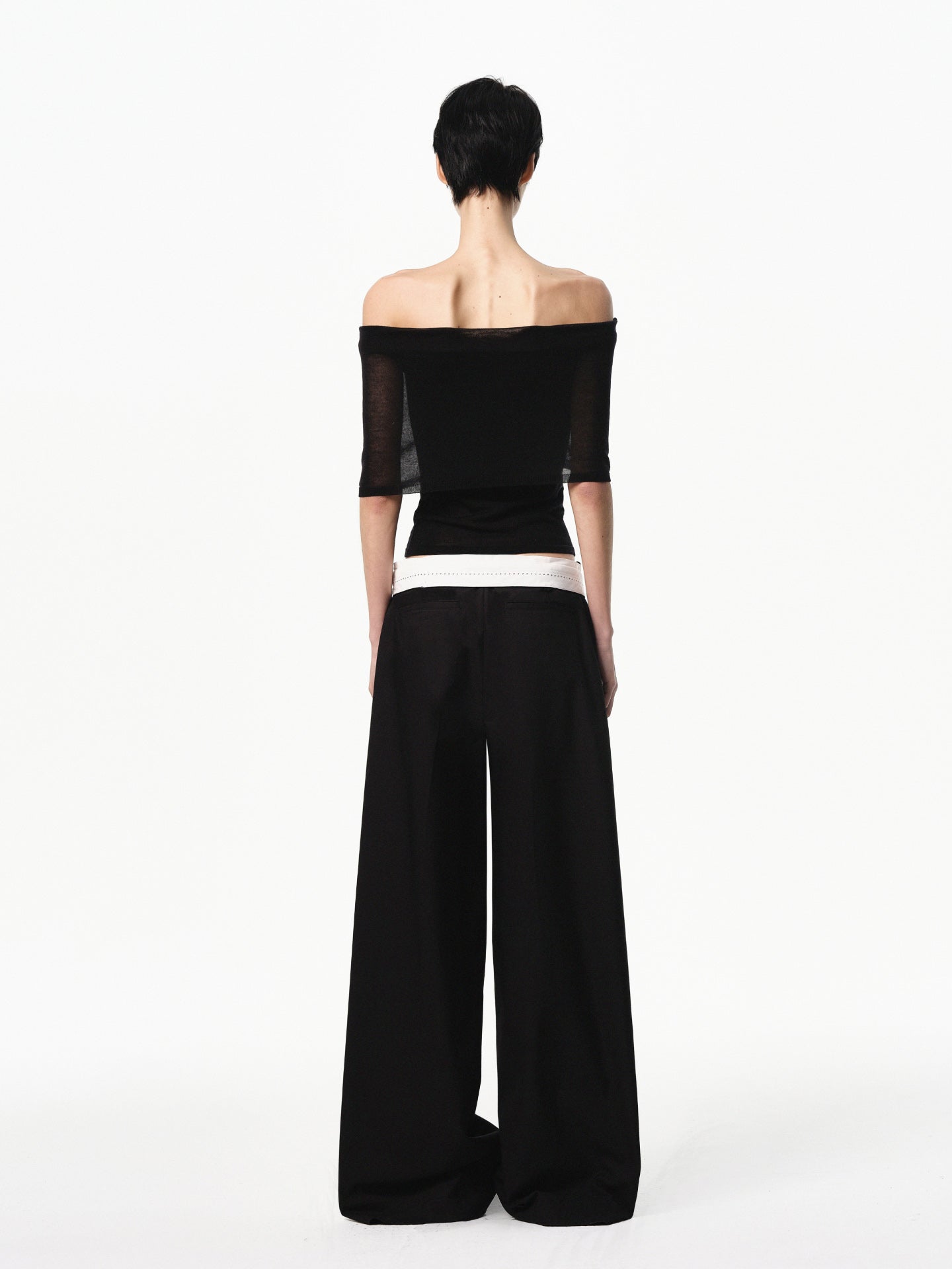 “Poise” Sheer Off-shoulder Fitted Top
