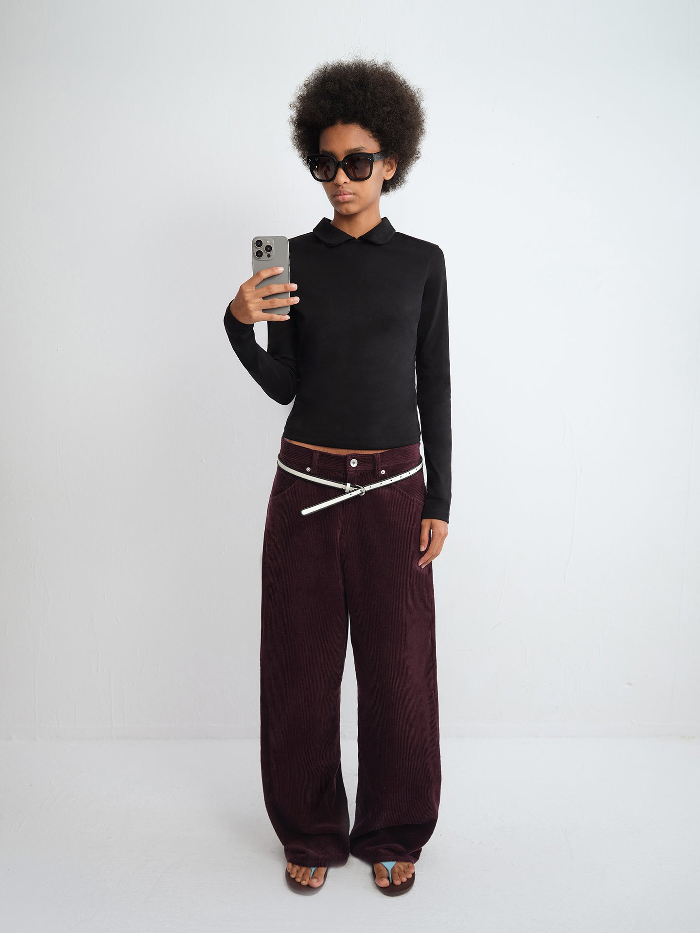 Peter Pan Collar Long-Sleeve Top