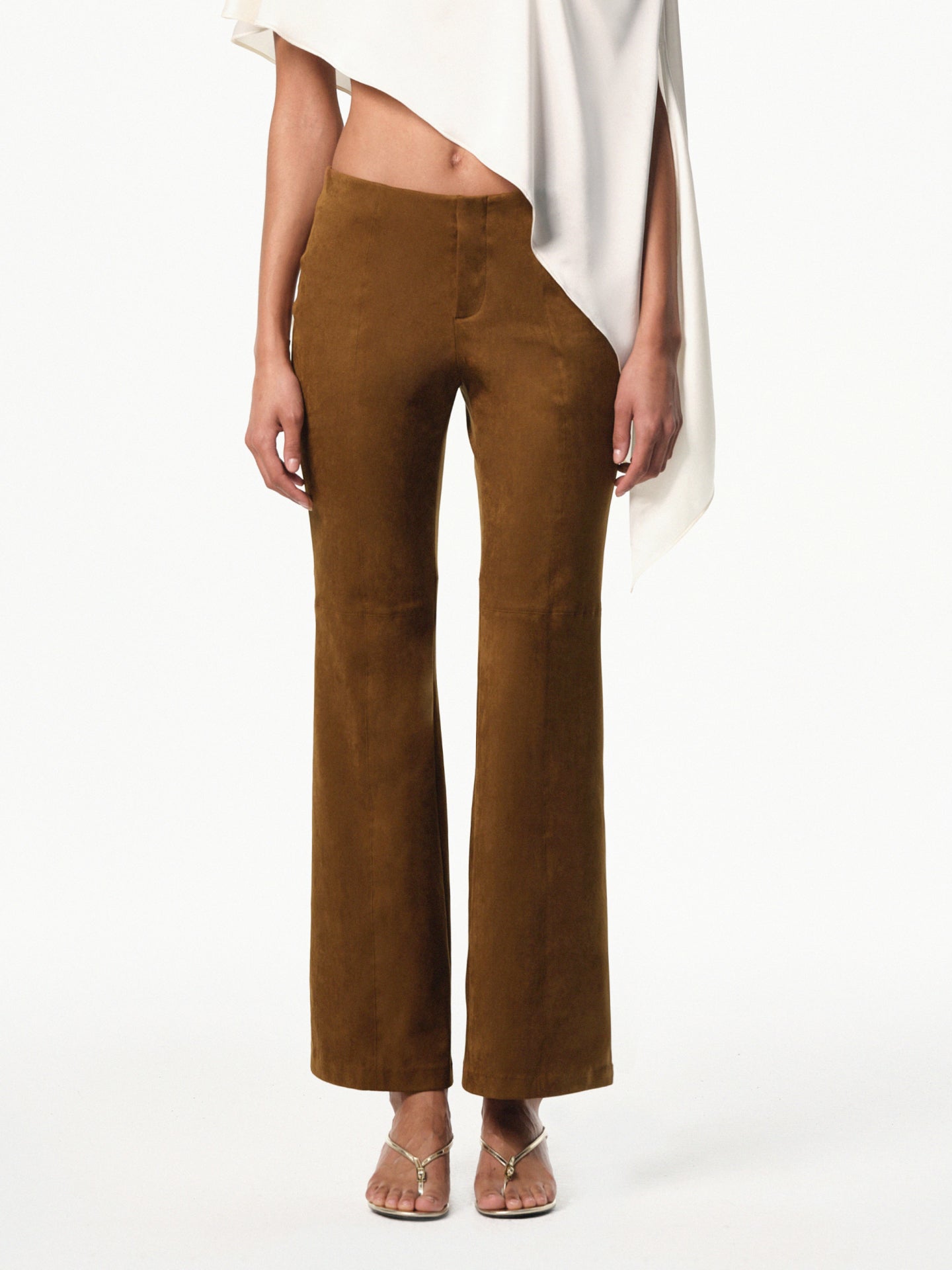 “Dandy” Mid-rise Flared Suede Pants