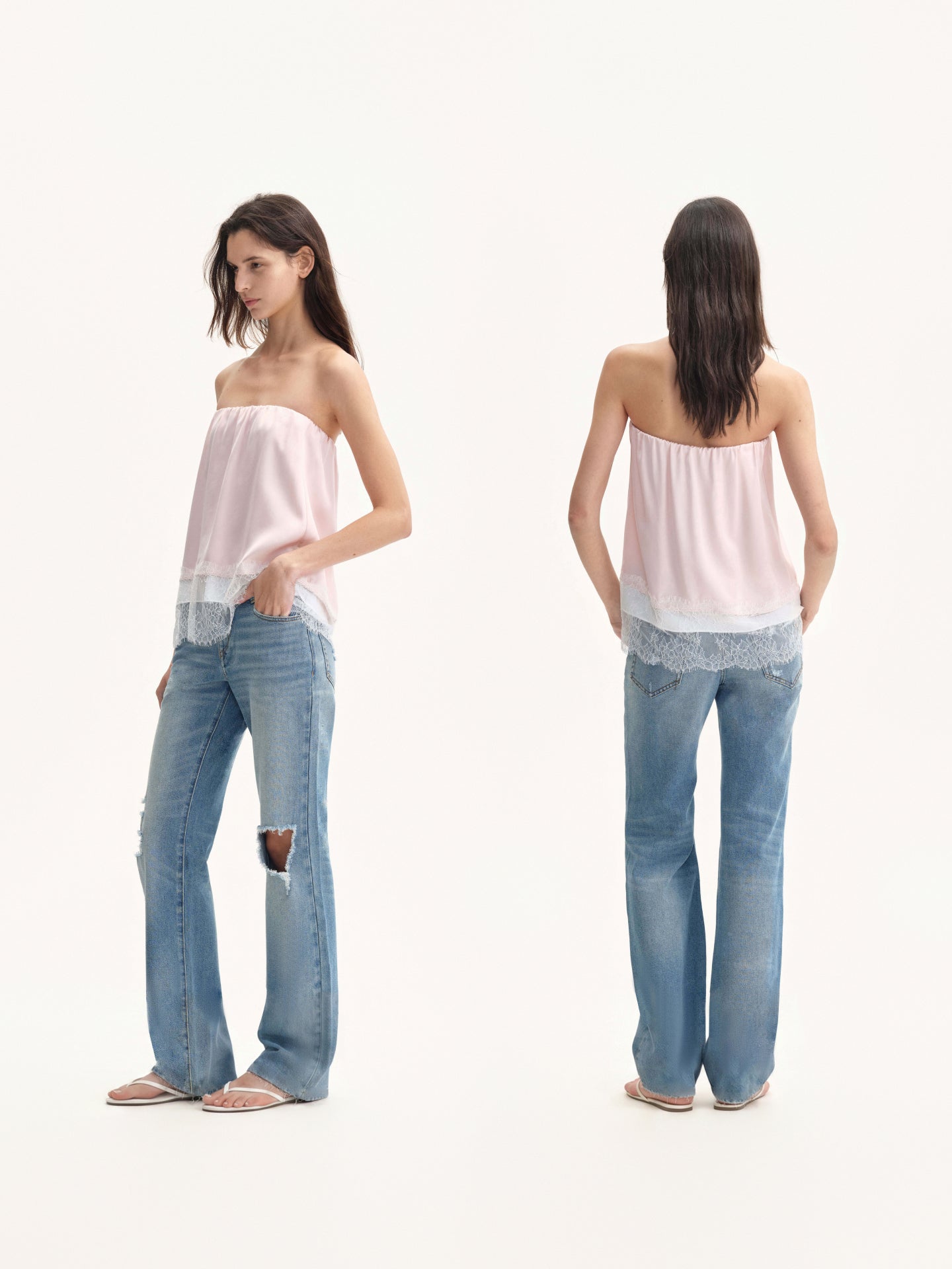 “Naples” Distressed Rolled-hem Jeans