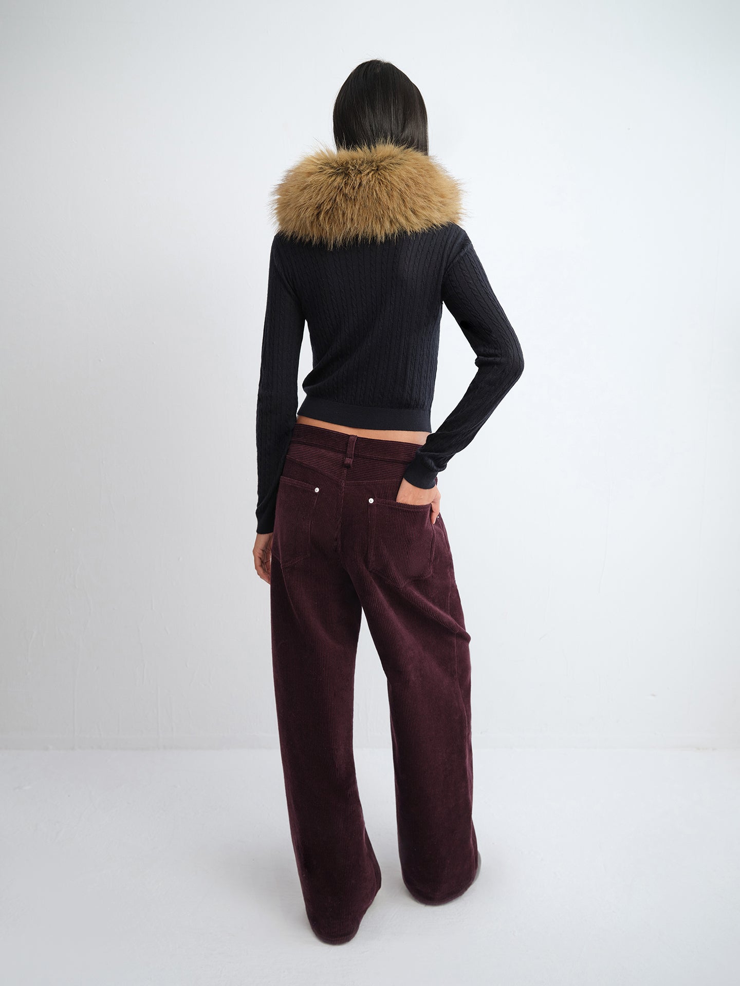 Tie-Front Faux Fur Collar Scarf