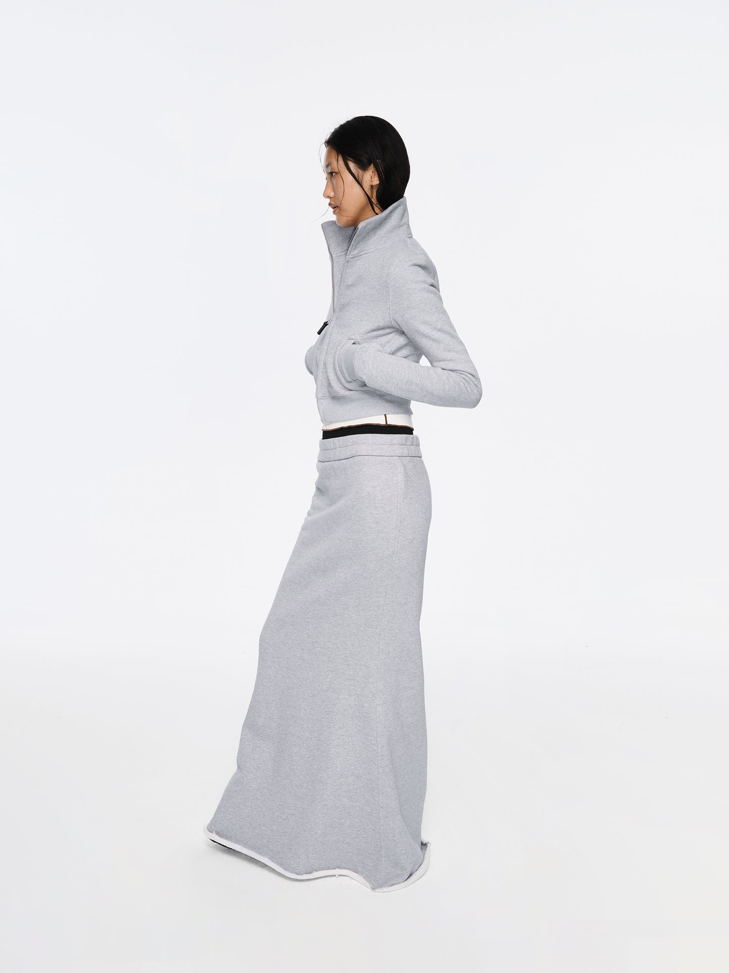 The Double-waist Fleece Fishtail Midi Skirt