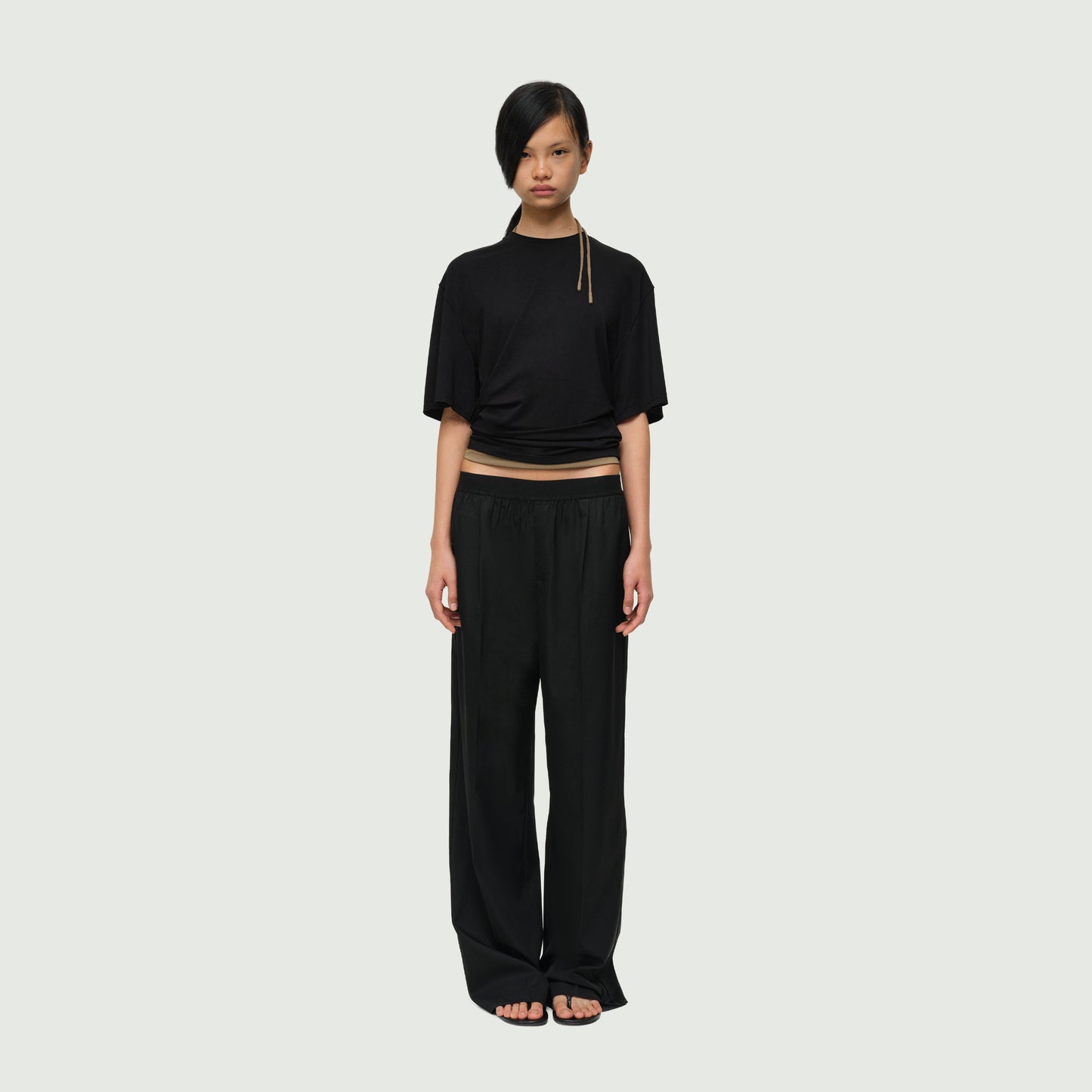 The Draped Elasticated-waist Wide Leg Trousers