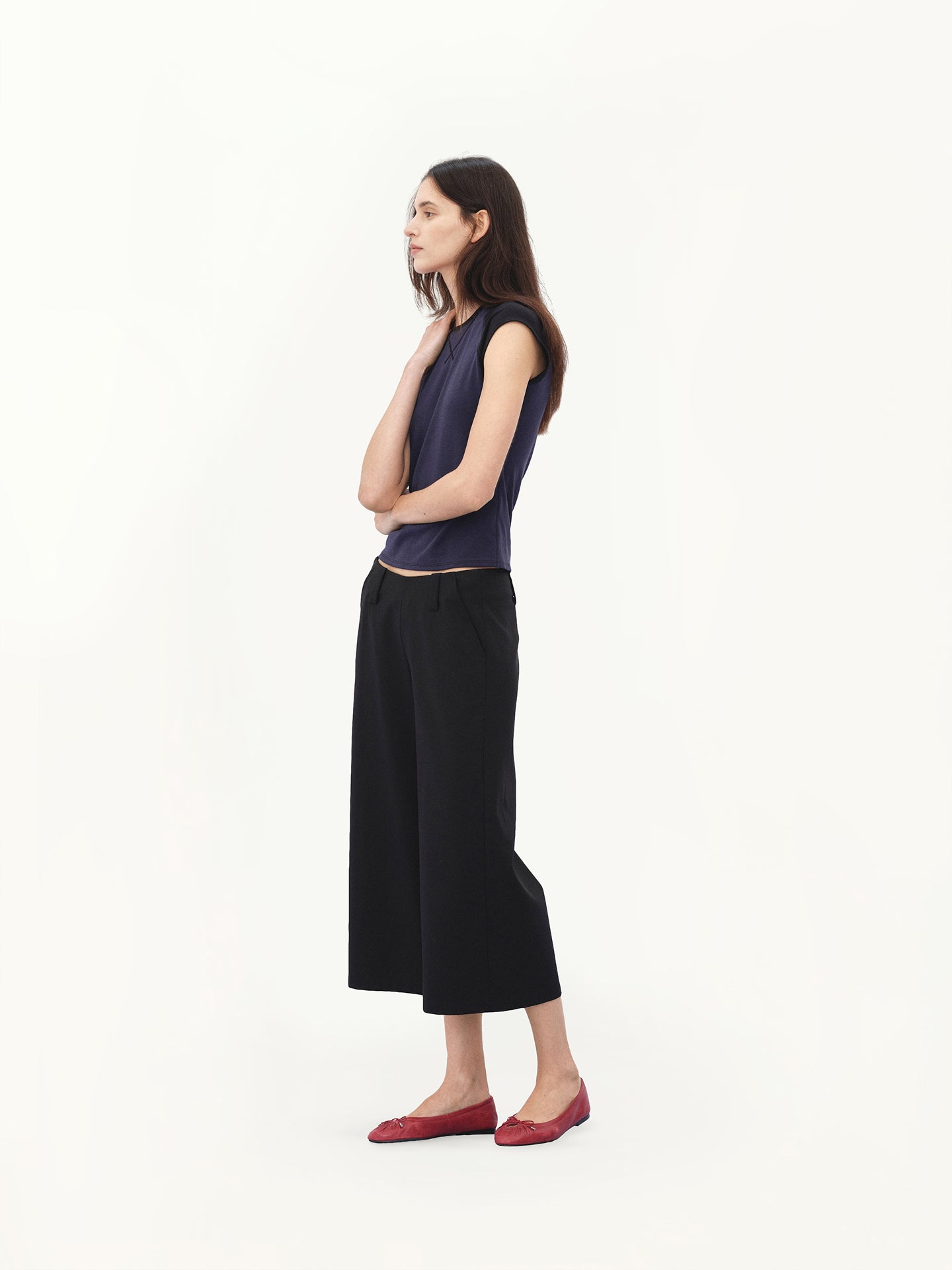 “Classique” Cropped Wide-leg Tailored Trousers