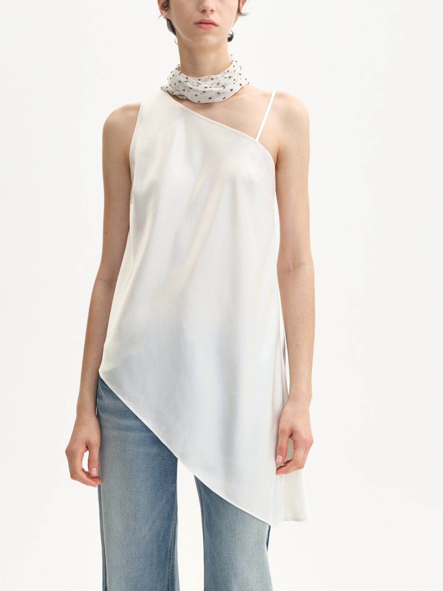 “Slip On” Asymmetric Satin Top
