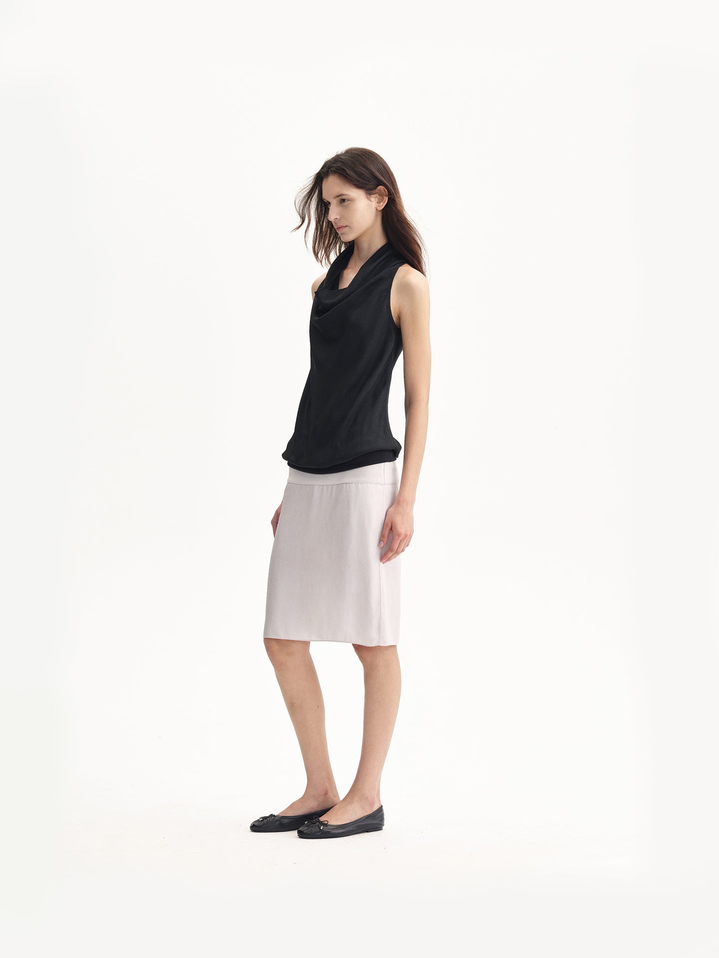 “Contour” Paneled Waist Midi Skirt