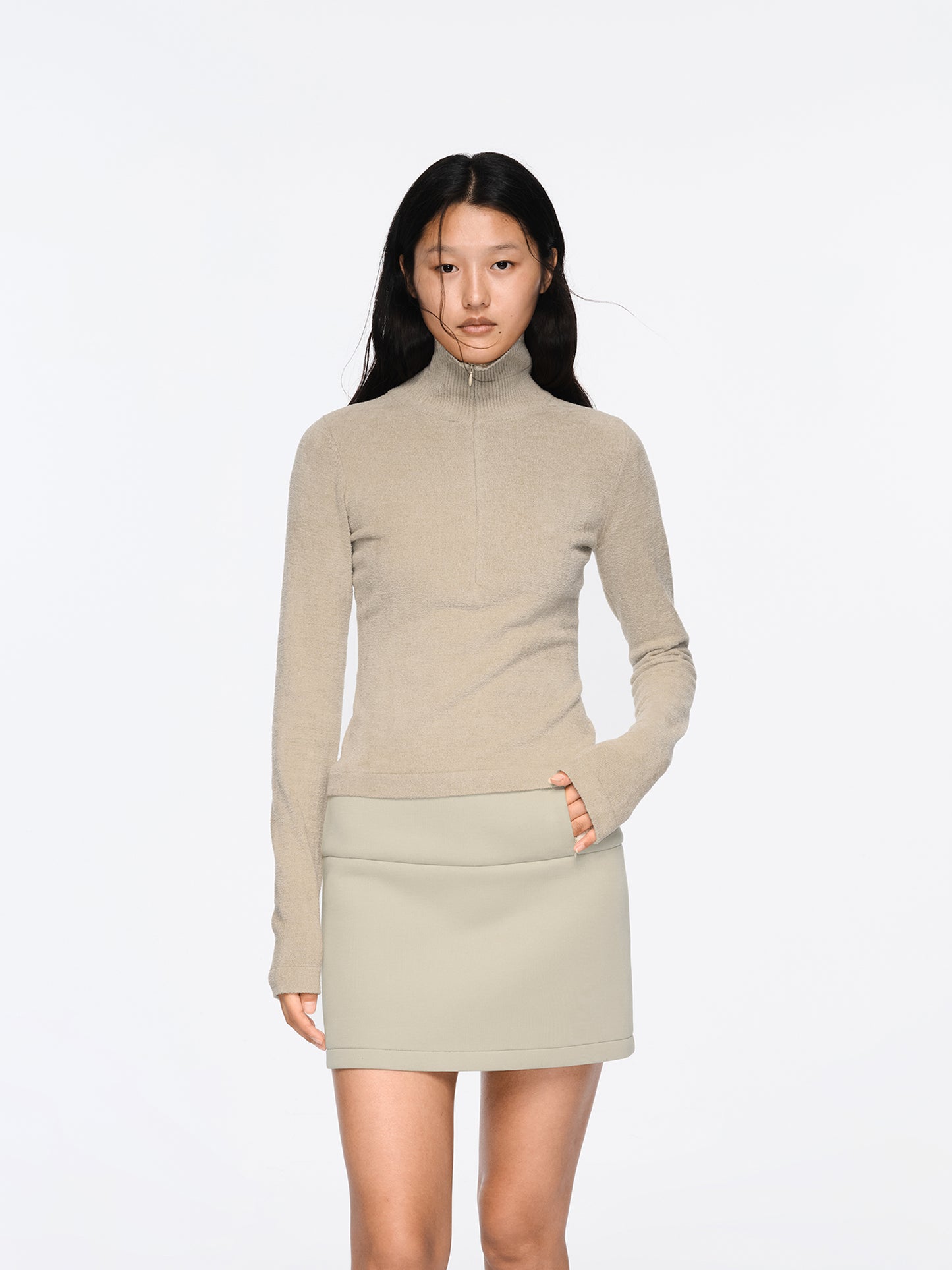 The Velour Wool Half-Button Top