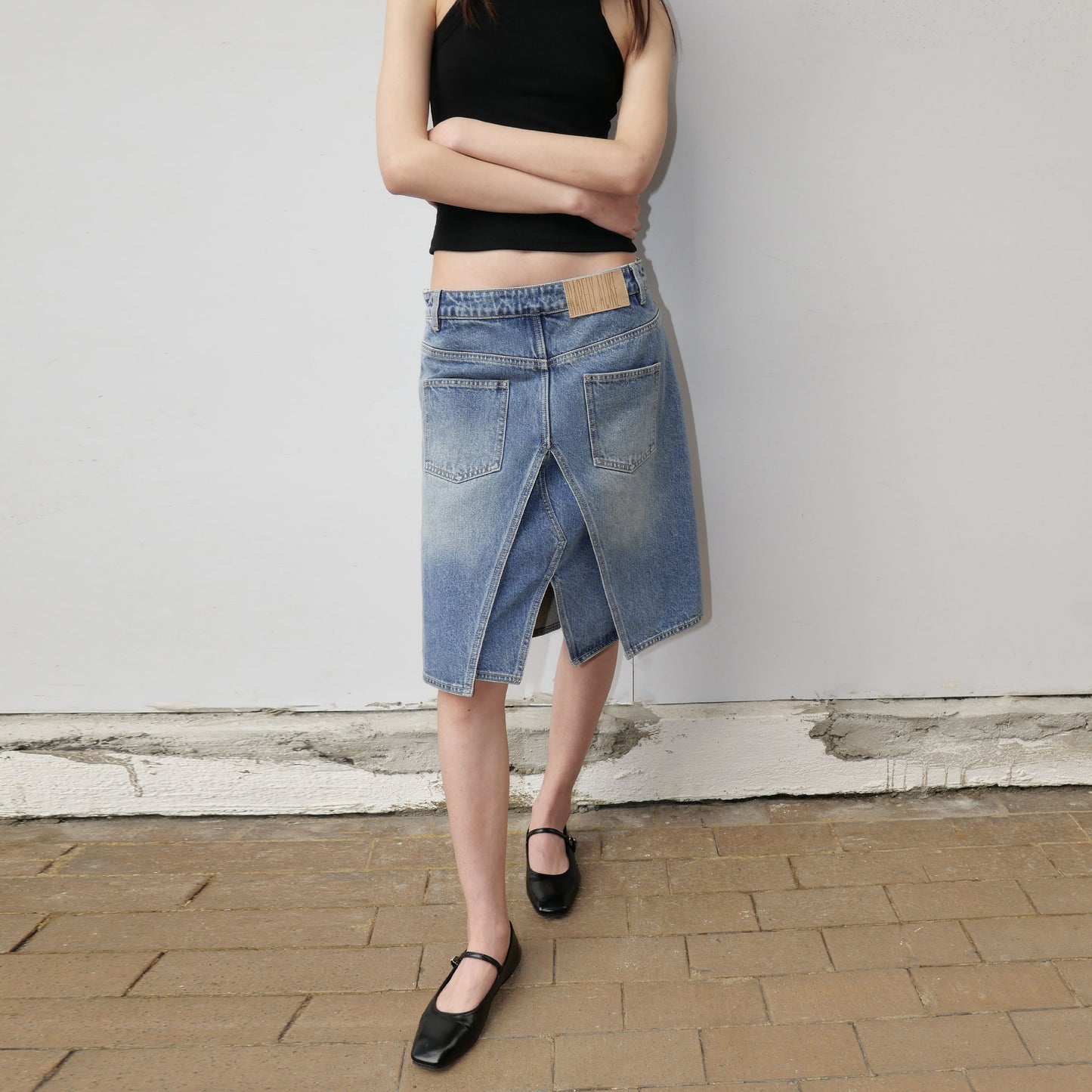 The Two Way A-line Denim Midi Skirt