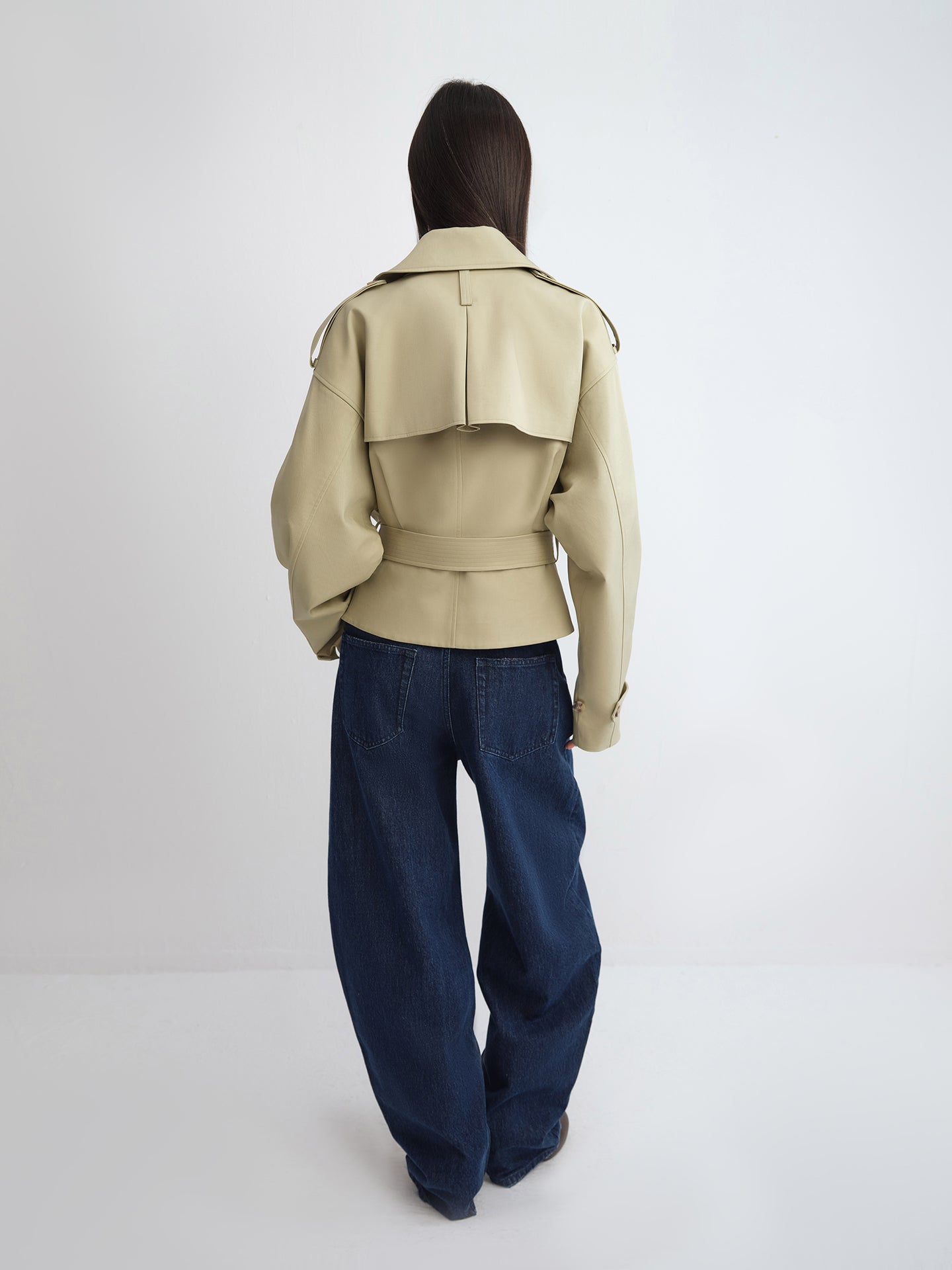 Double-Breasted Cropped Trench Coat