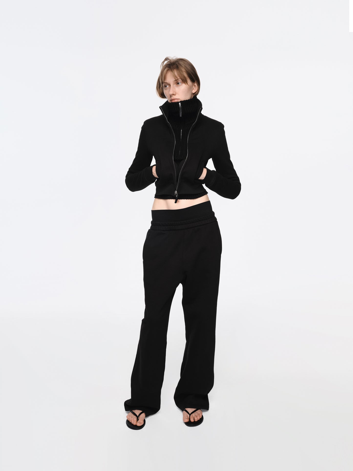The Zip-up High Neck Wool Top