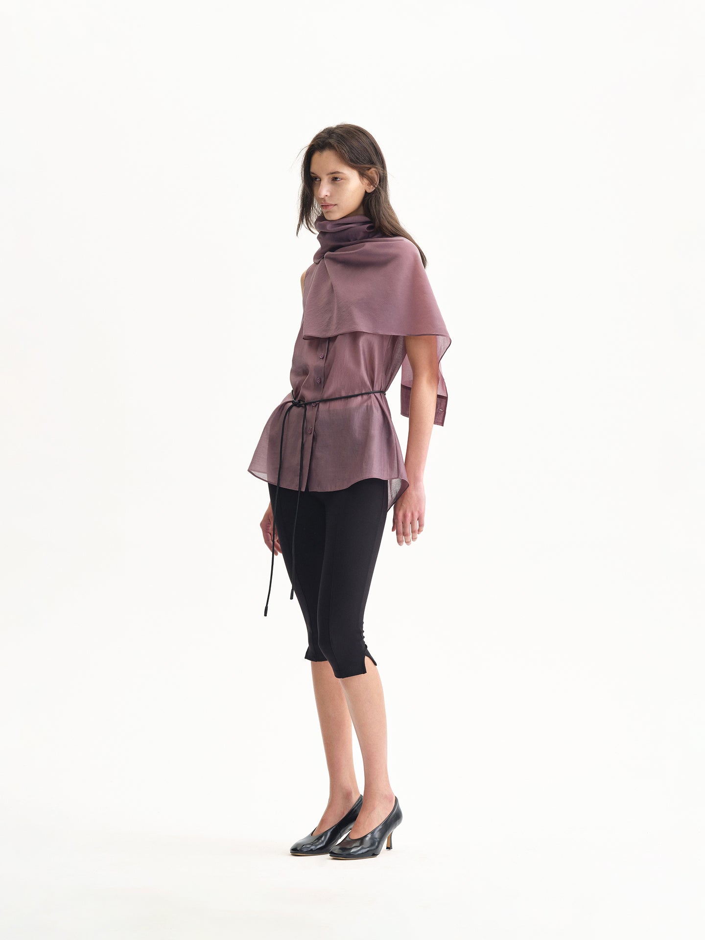 “Haze” Two-way Sheer V-neck Shirt