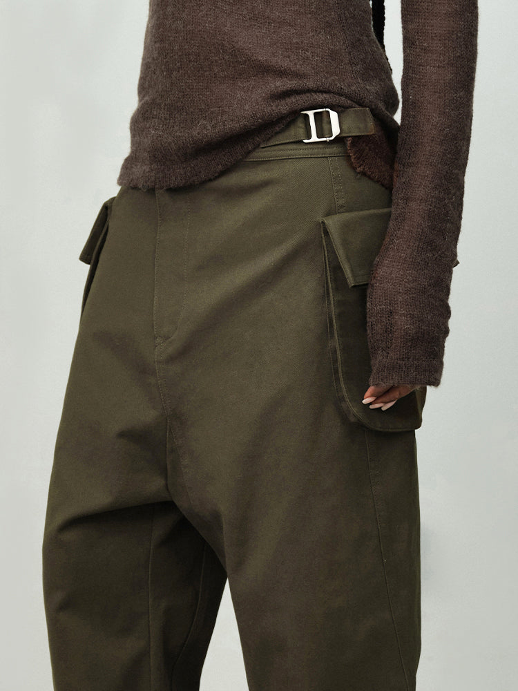 KITA Asymmetrical Low Crotch Cargo Pants