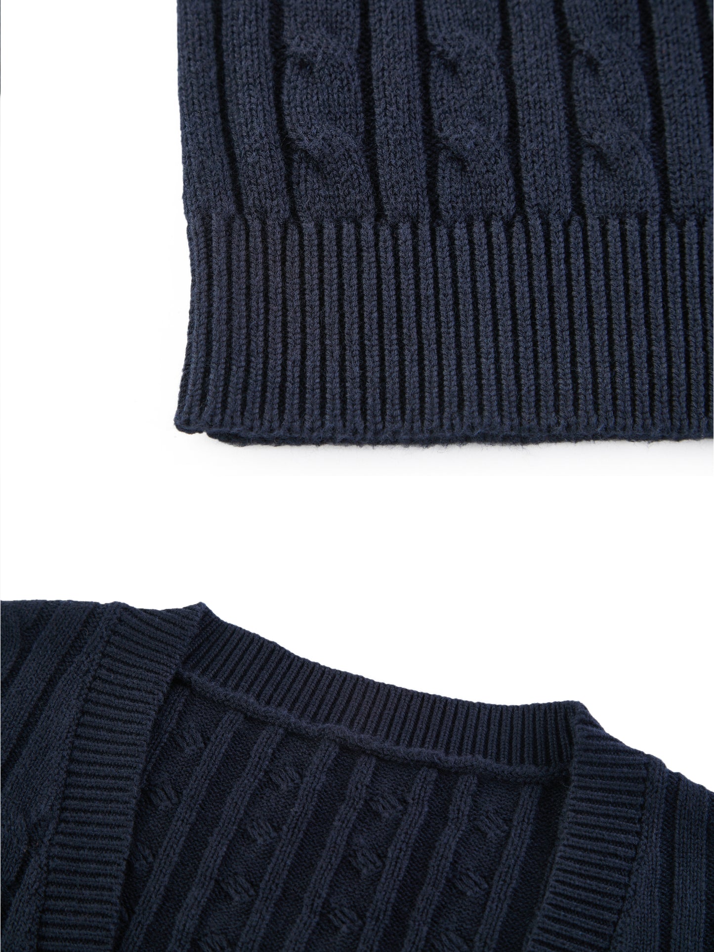 V-Neck Slim Cable Knit Top