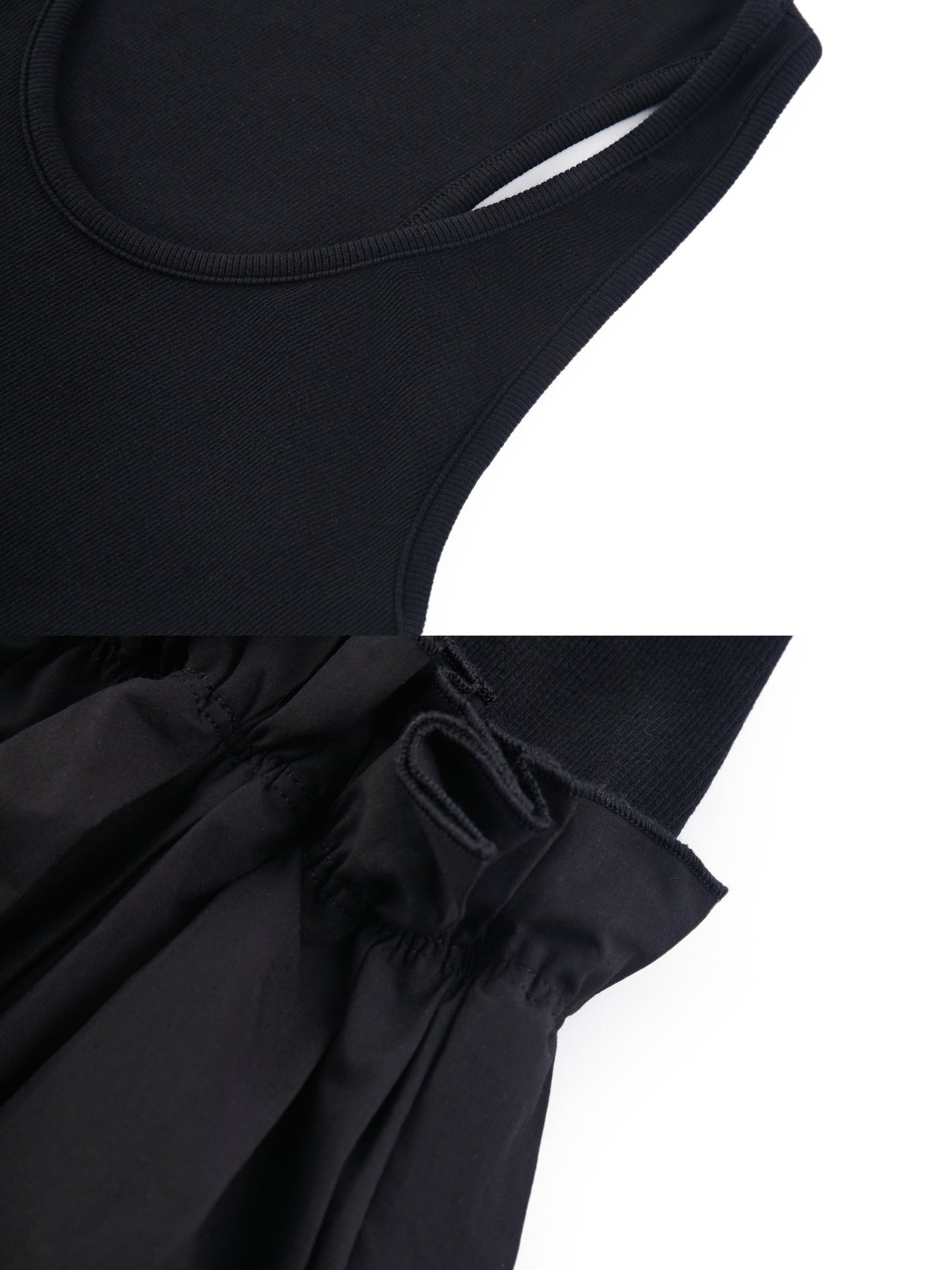 Ruched Puff-Hem Tank Dress