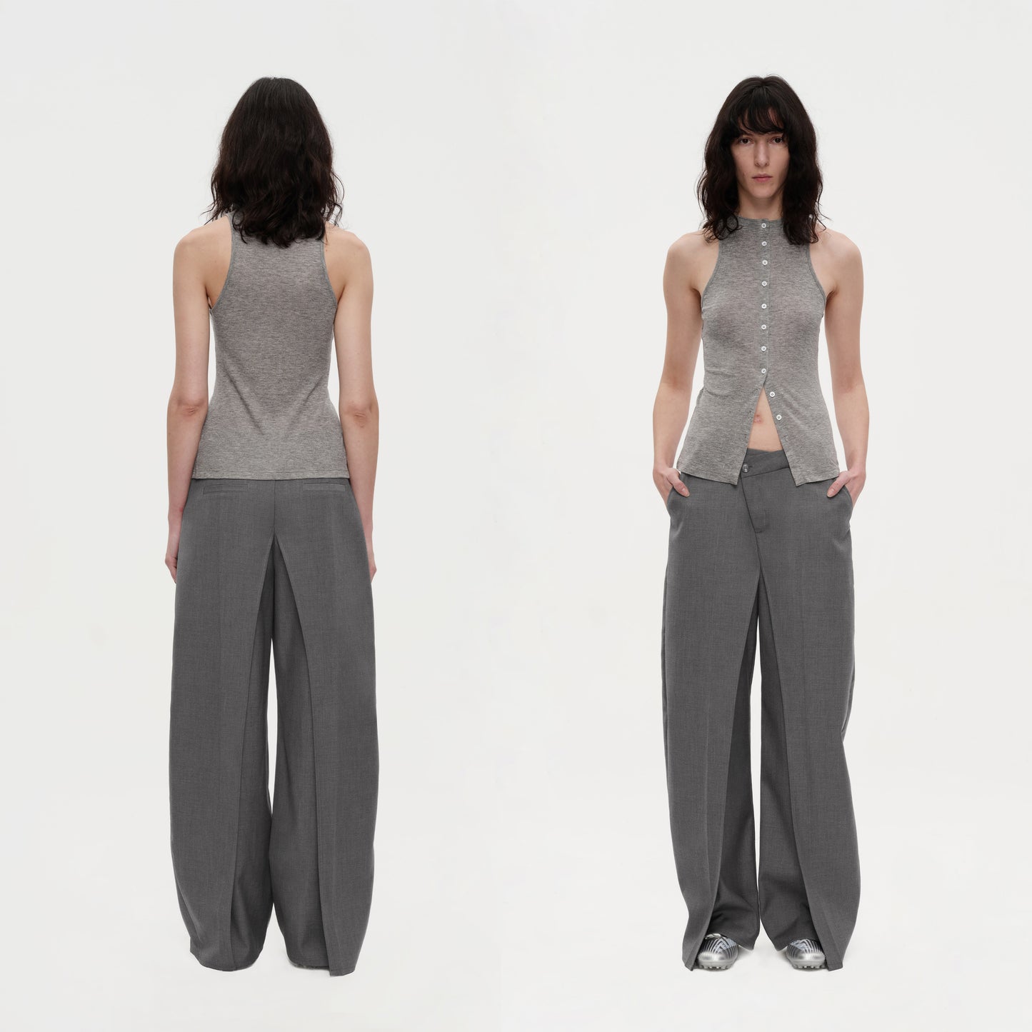 The Double Panels Curved-cut Trousers