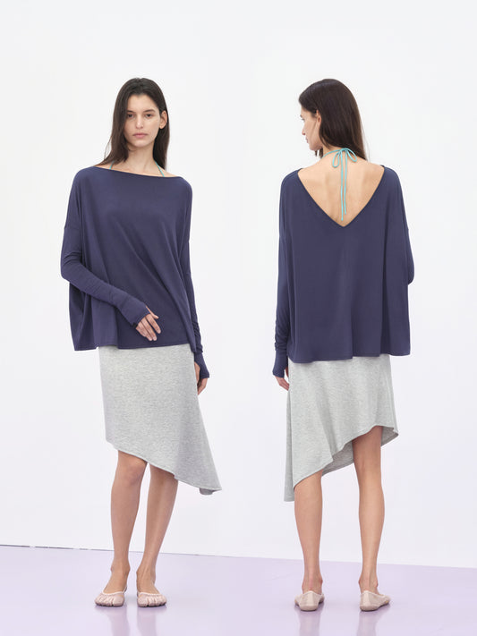 Reversible V-neck Long Sleeve Cover-up