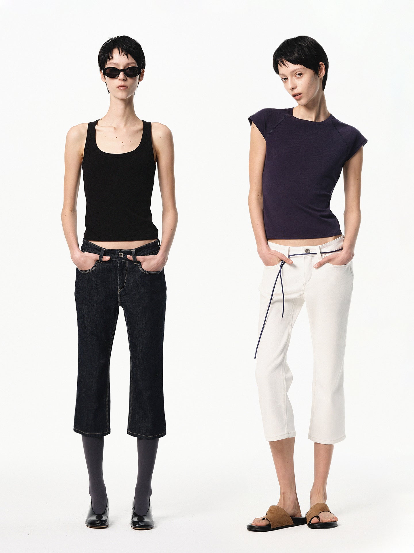 “Classique” Cropped Flared Jeans