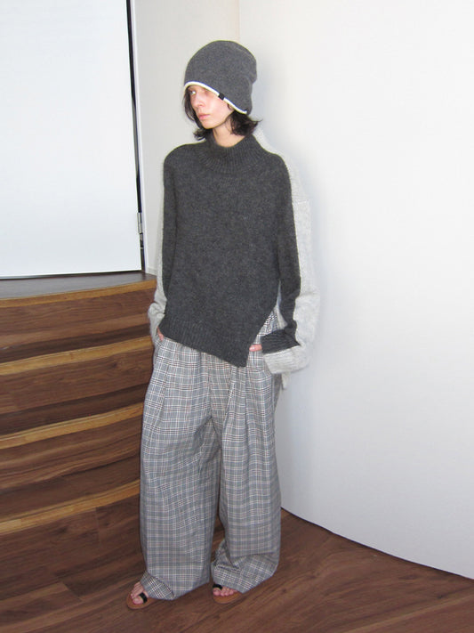 The Slit Color Block Mohair Sweater