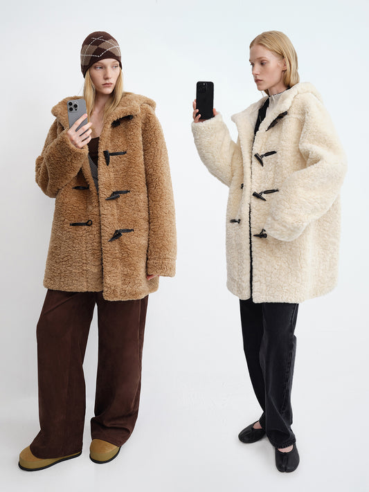 Hood Duffle Eco-Shearling Coat