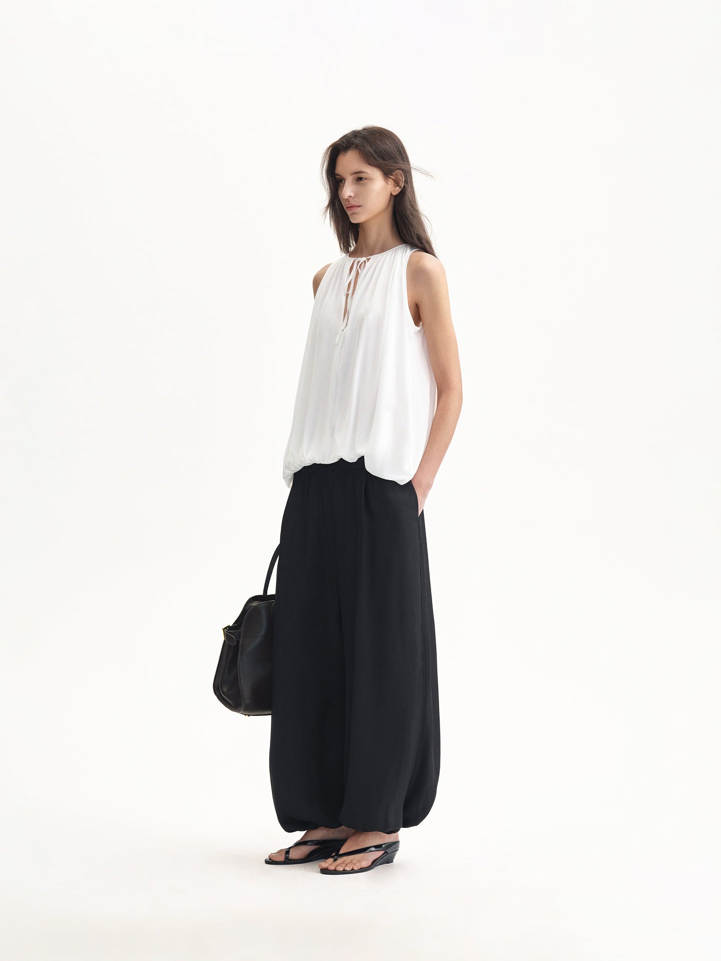 “Soft Flow” Gathered Sleeveless Top