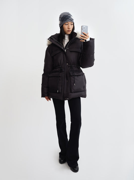 Detachable Hood Fitted Down Jacket