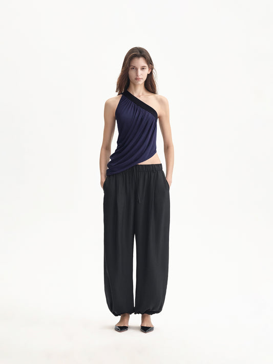 “Soft Flow” Draped One-shoulder Top