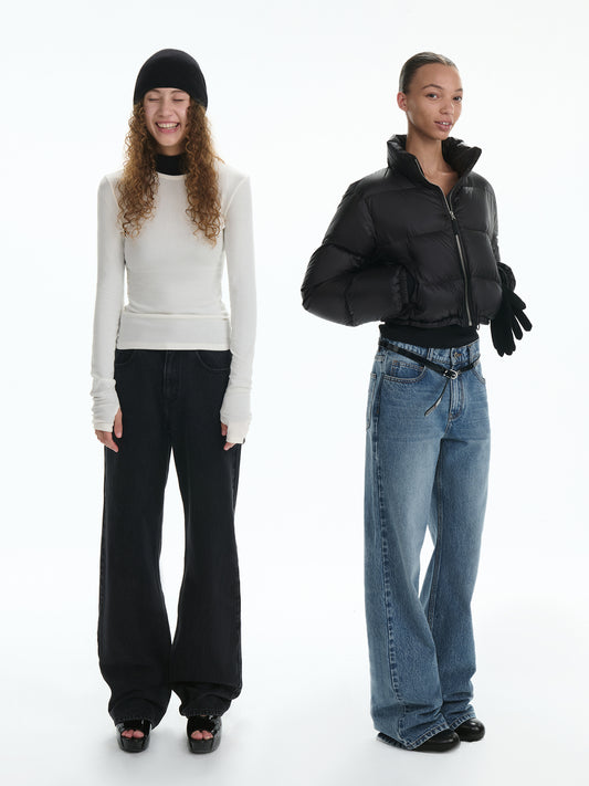 HF Mid-Rise Straight-Leg Denim Pants