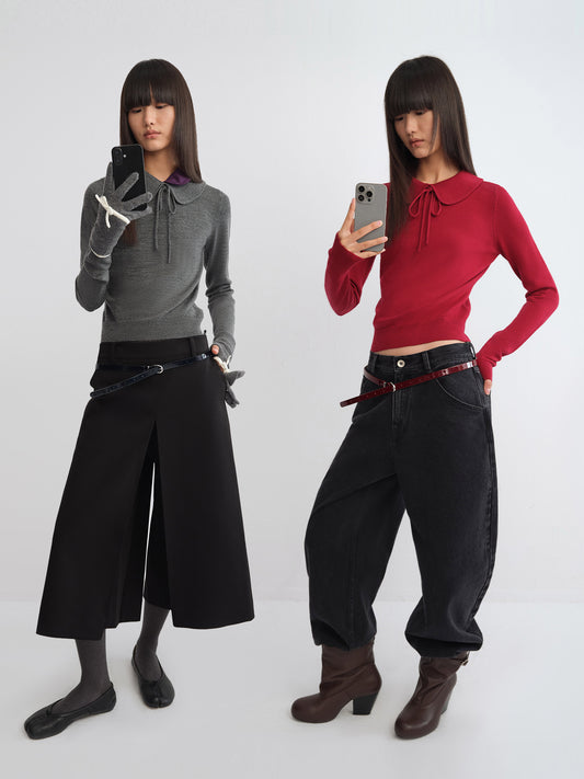 Peter Pan Collar Wool Knit Top