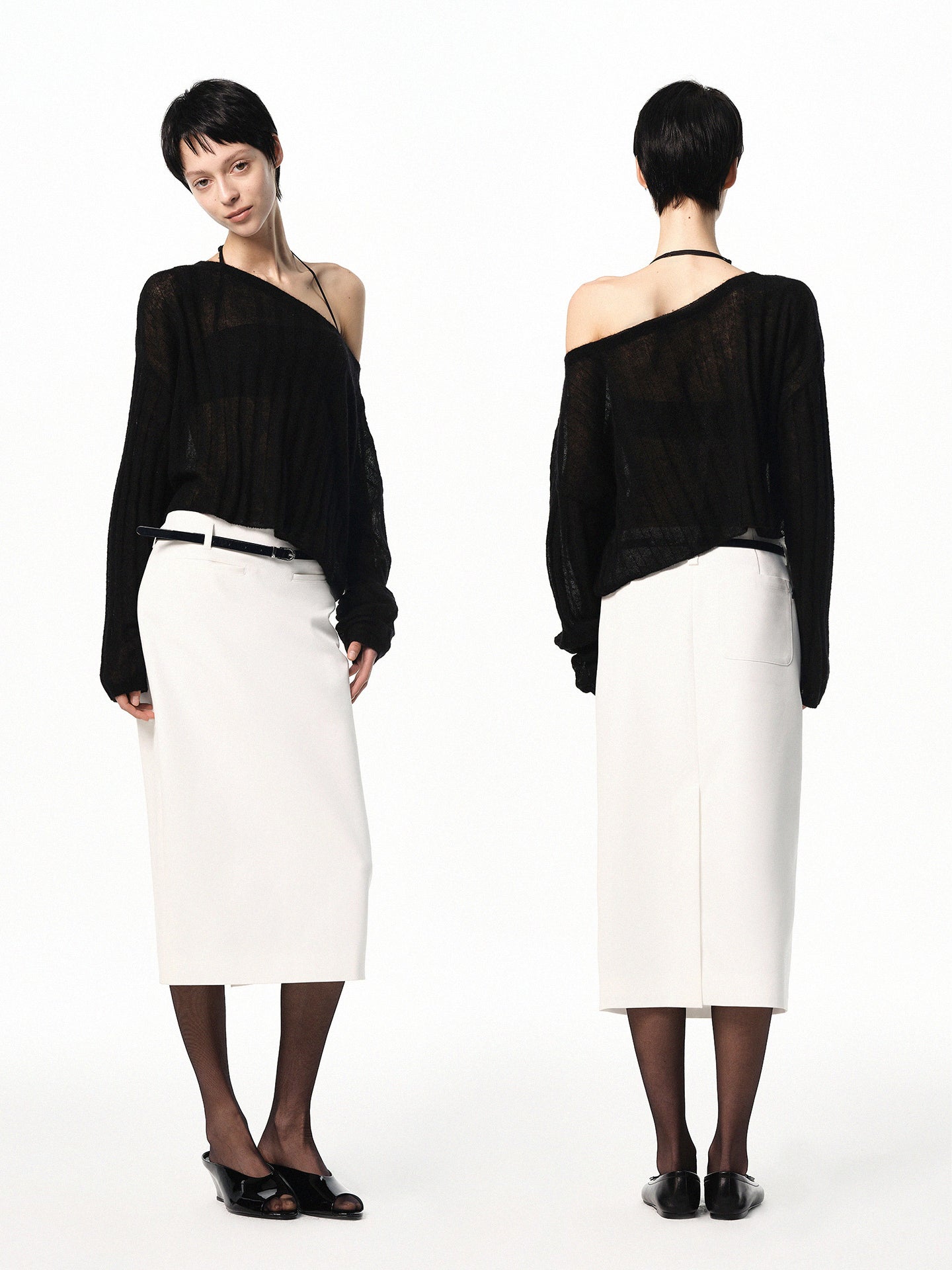 “Classique” Structured Slit Skirt