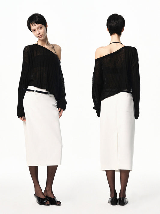 “Classique” Structured Slit Skirt