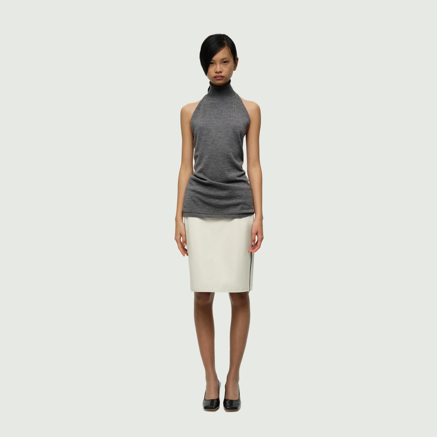 The High Neck Open-back Wool Top