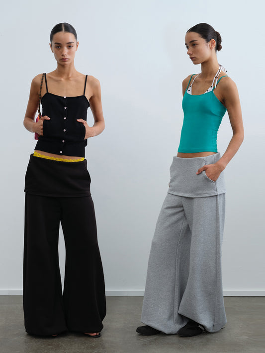 "Kangaroo" Wide-Leg Skirt-Layered Sweatpants