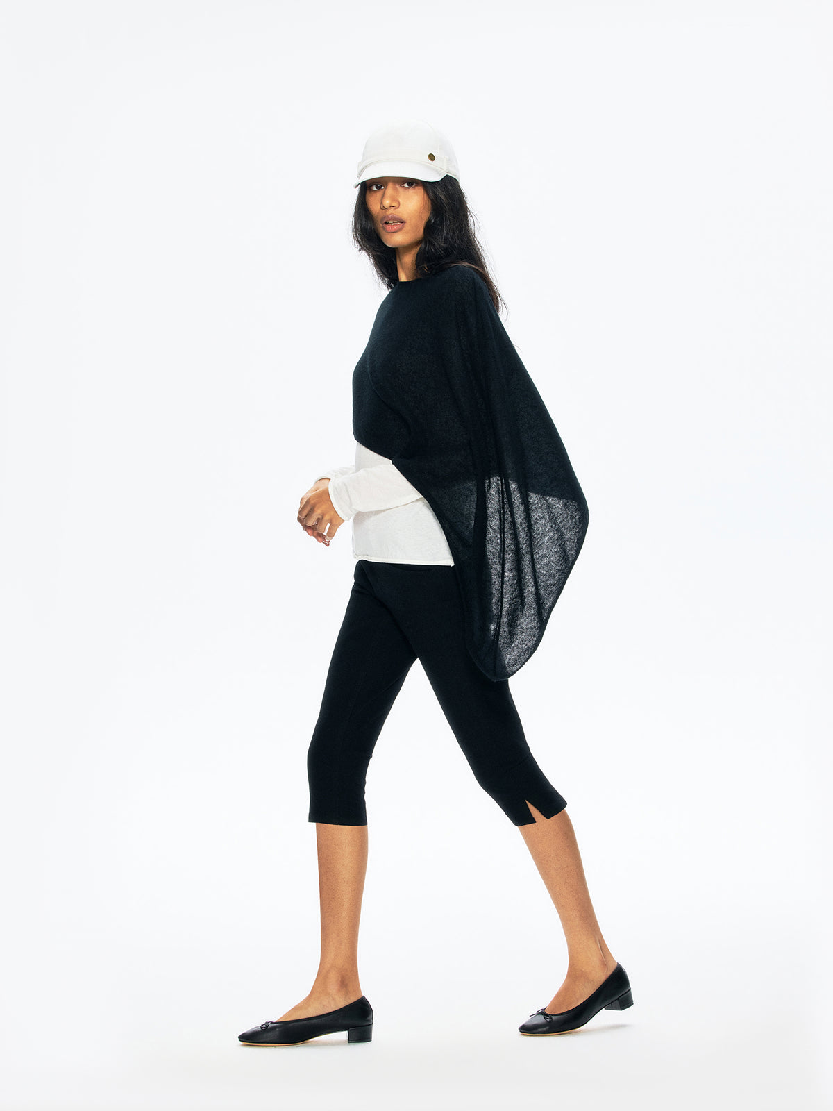 “Picnic” Cashmere-Silk Blend Asymmetric Cover-Up Top